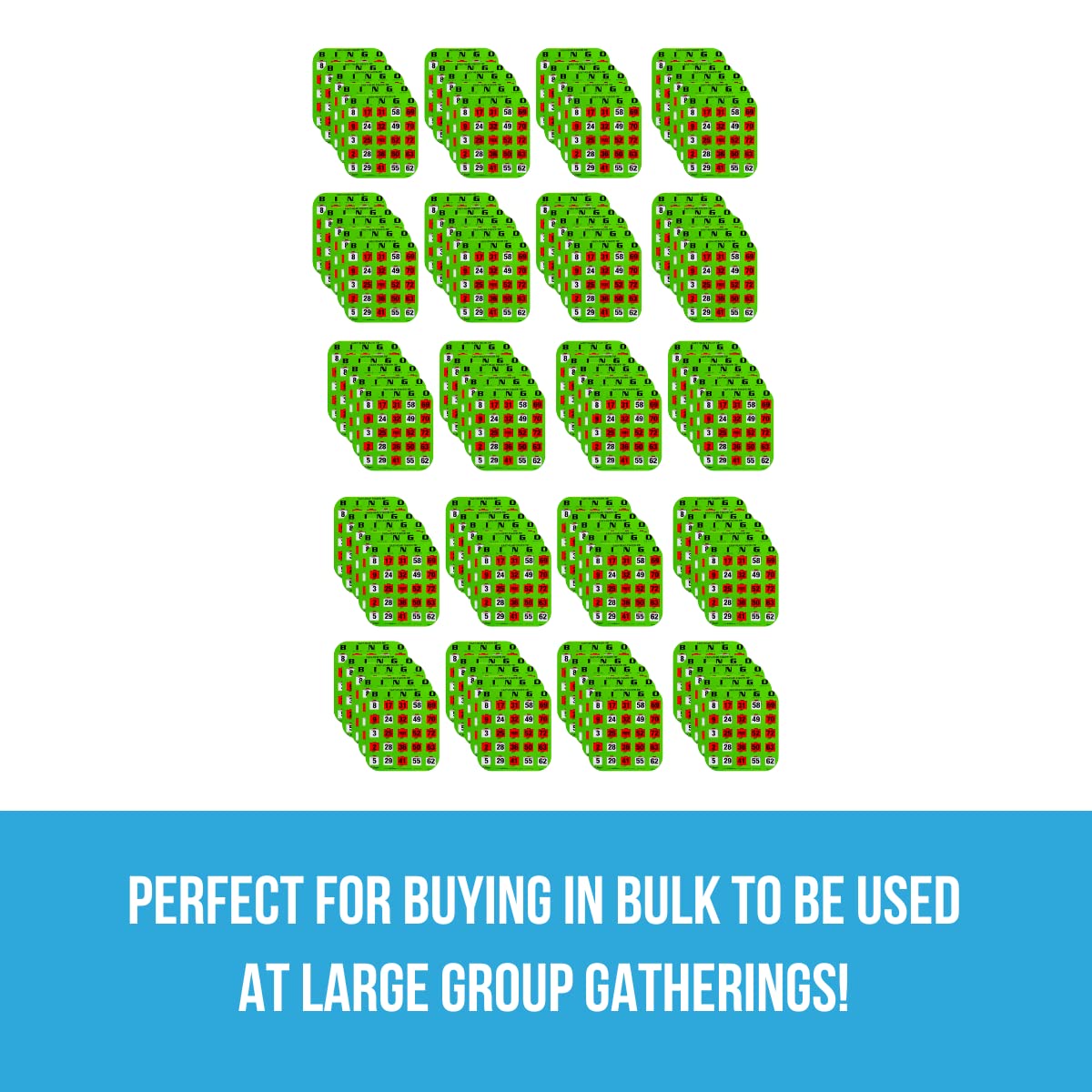 Regal Games Bulk Bingo Cards with Sliding Windows – Large-Print, Reusable 100 Pack (Green)