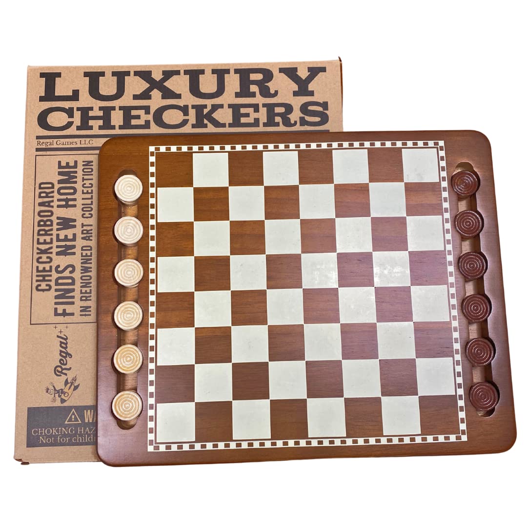 Regal Games Luxury Checkers Board Game – Classic Wood Set with 24 Pieces (Ages 8+)