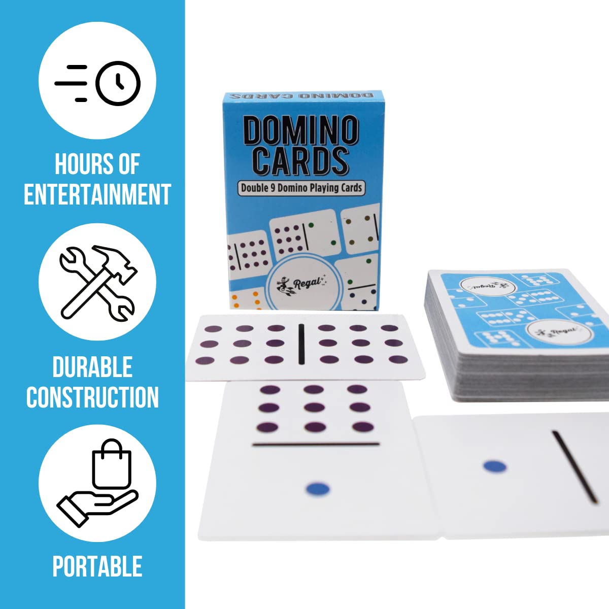 Regal Games Double 9 Domino Playing Cards – Colorful Dots Deck, Family-Friendly 2-8 Players, Ages 8+
