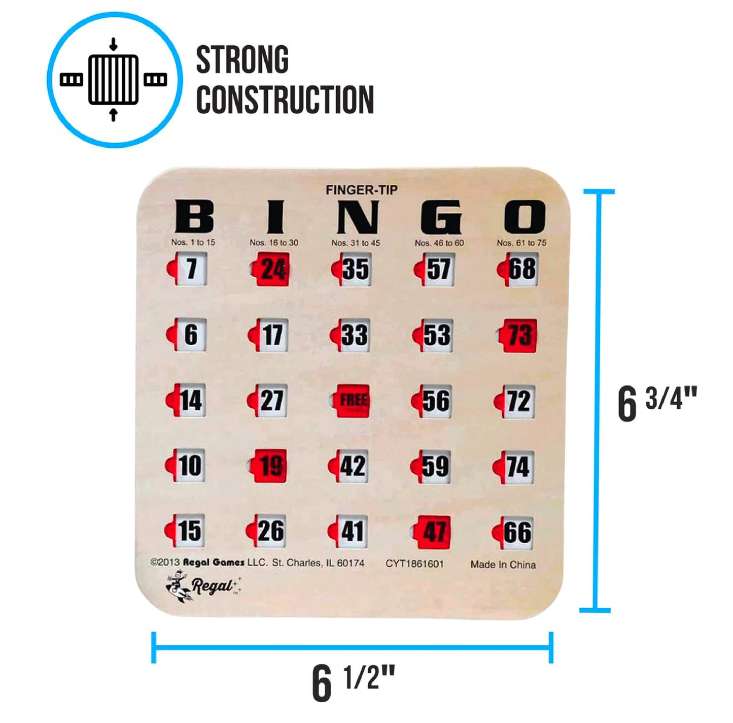 Regal Bingo Bulk Cards with Sliding Windows – 50 Pack, Large Print, Reusable | Regal Games