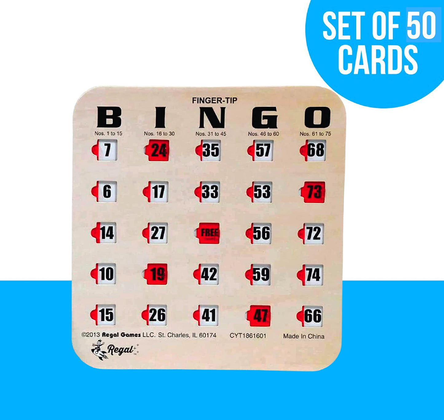 Regal Bingo Bulk Cards with Sliding Windows – 50 Pack, Large Print, Reusable | Regal Games