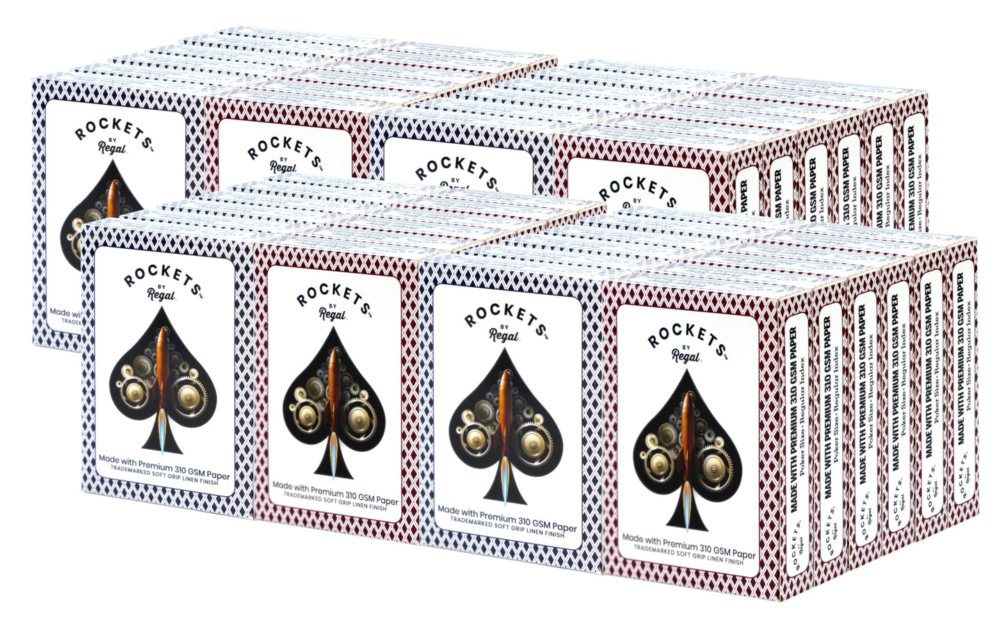 Regal Games 48-Deck Rockets Bulk Playing Cards Set – 310 GSM Linen Finish