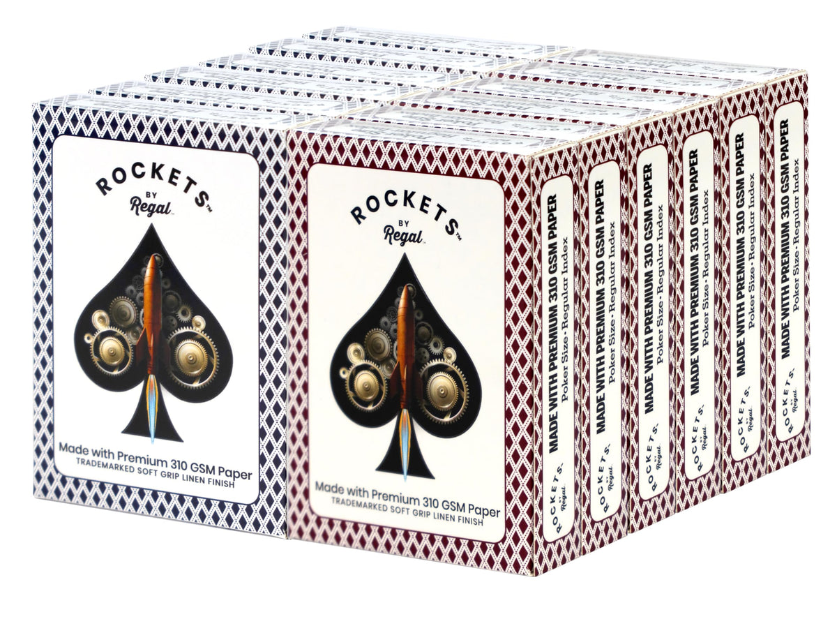 Regal Games 12-Deck Rockets Bulk Playing Cards — 310 GSM Linen Finish, Casino-Grade