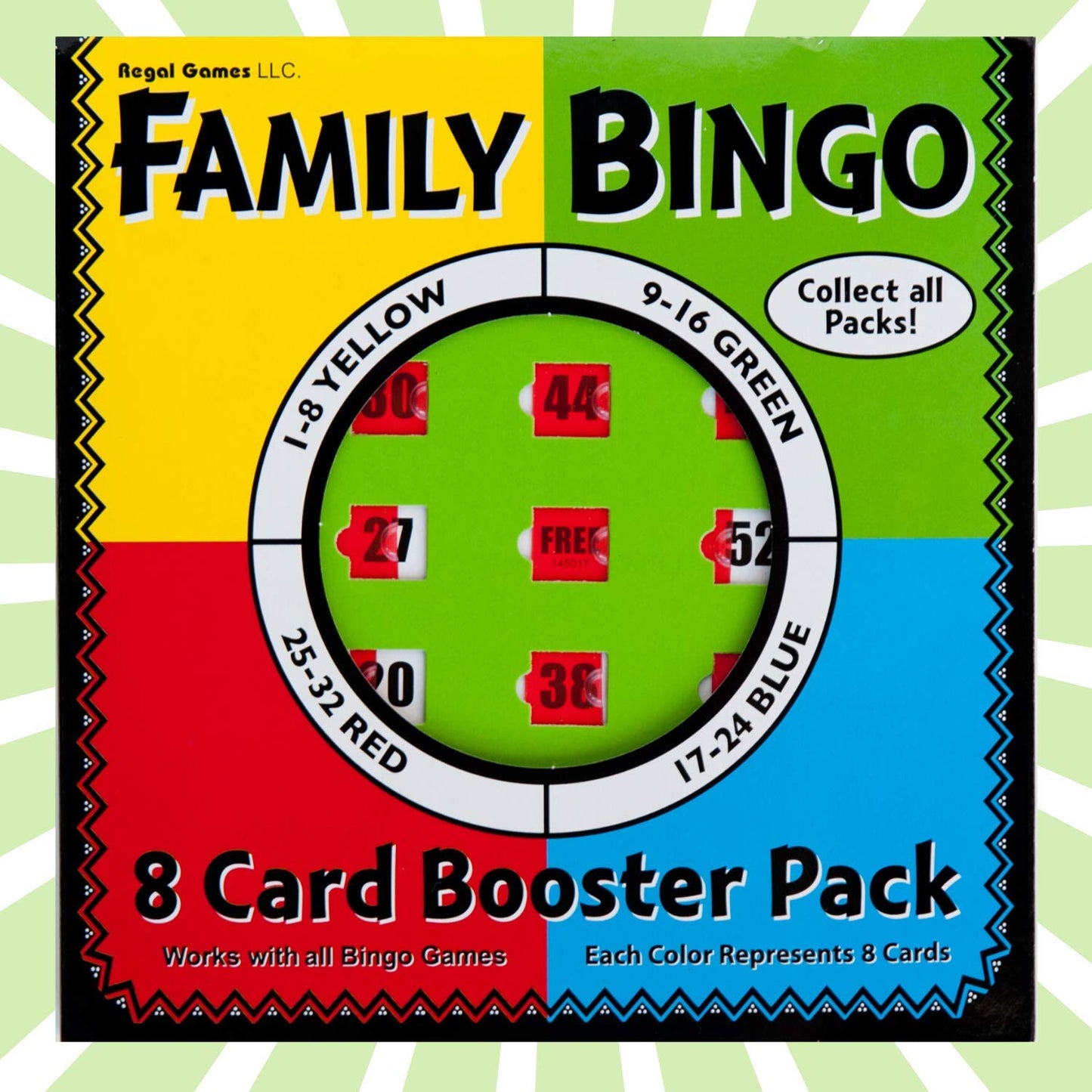 Regal Games Bulk Bingo Cards with Sliding Windows – Reusable Large-Print 8 Pack (Green)