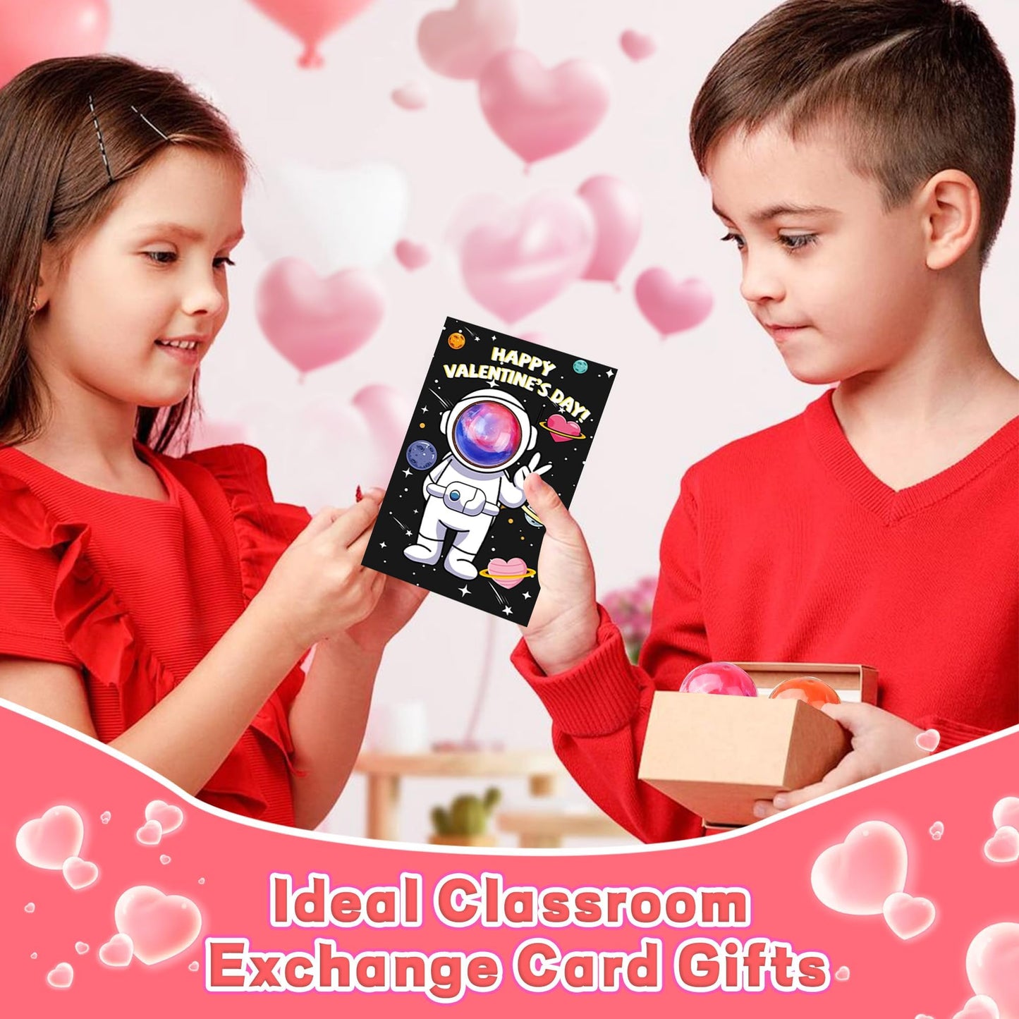 REGTEB 28-Pack Galaxy Slime Ball Valentines Cards for Kids – Classroom Gifts & Party Favors