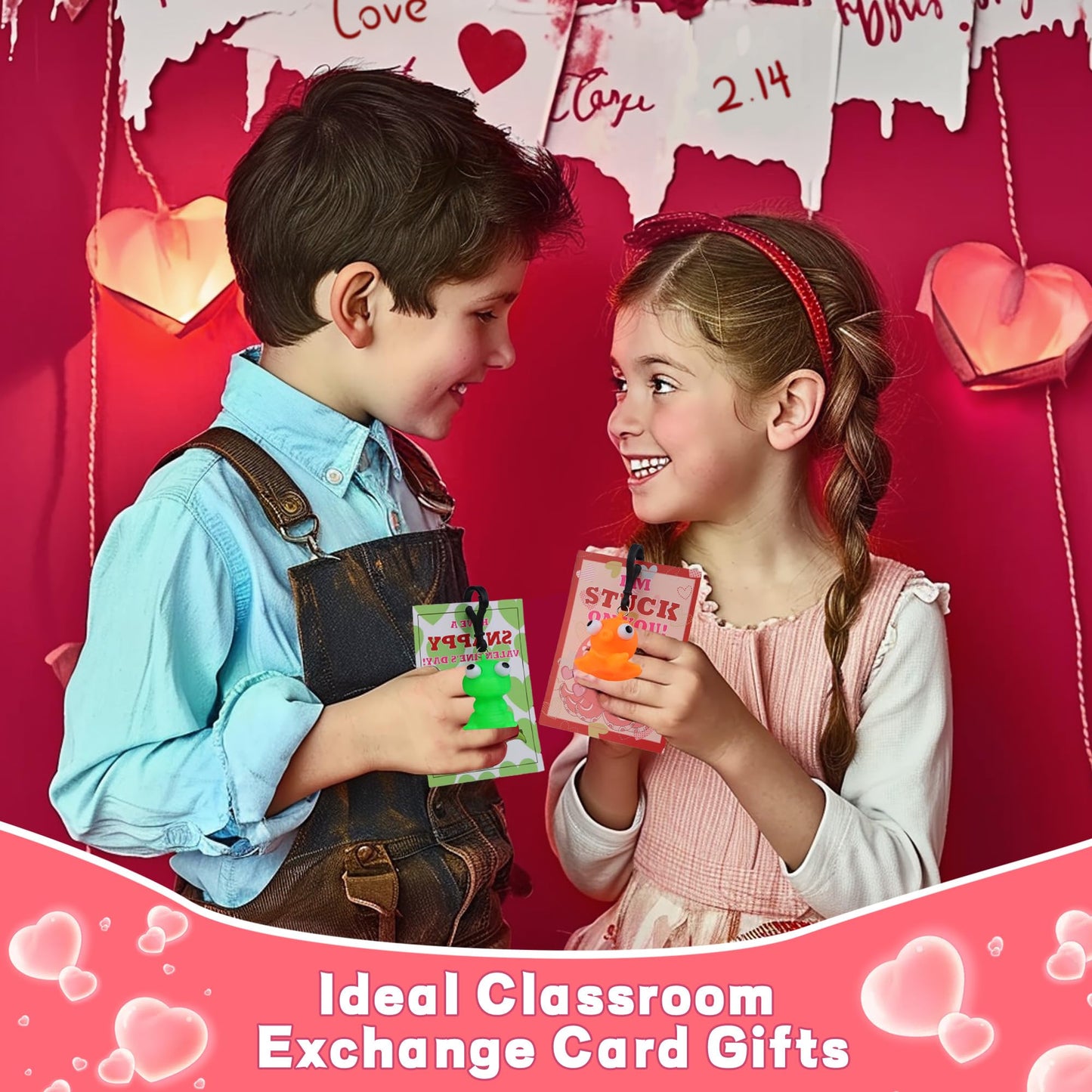 REGTEB 28-Pack Kids Valentines Day Cards with Animal Popping Eyes Keychains