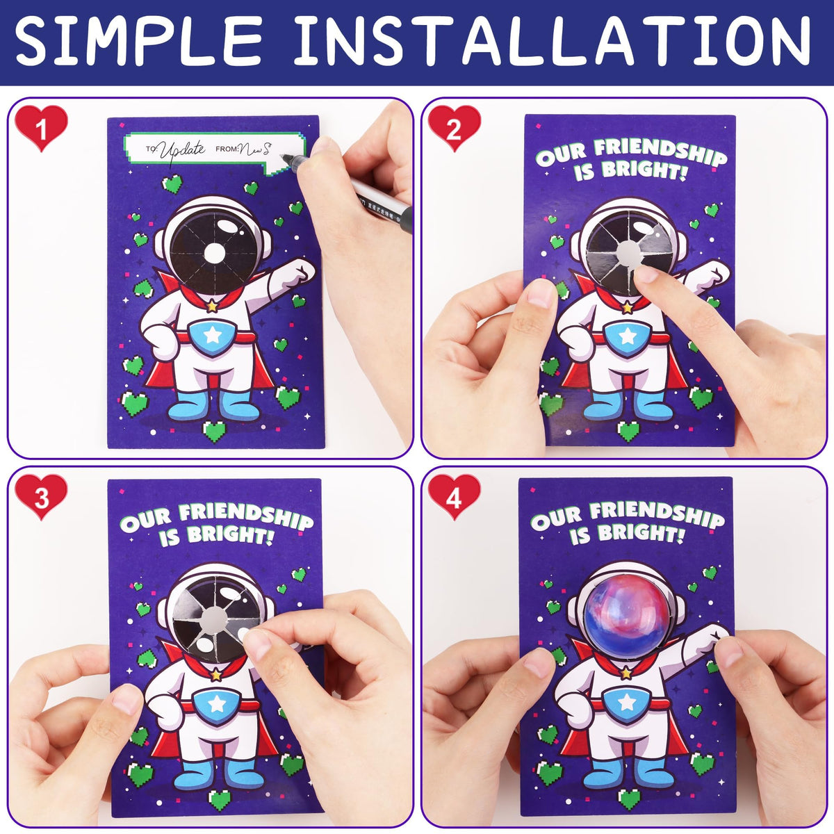 REGTEB 28-Pack Valentines Day Cards with Galaxy Slime for Kids – Classroom Valentines & Party Favors