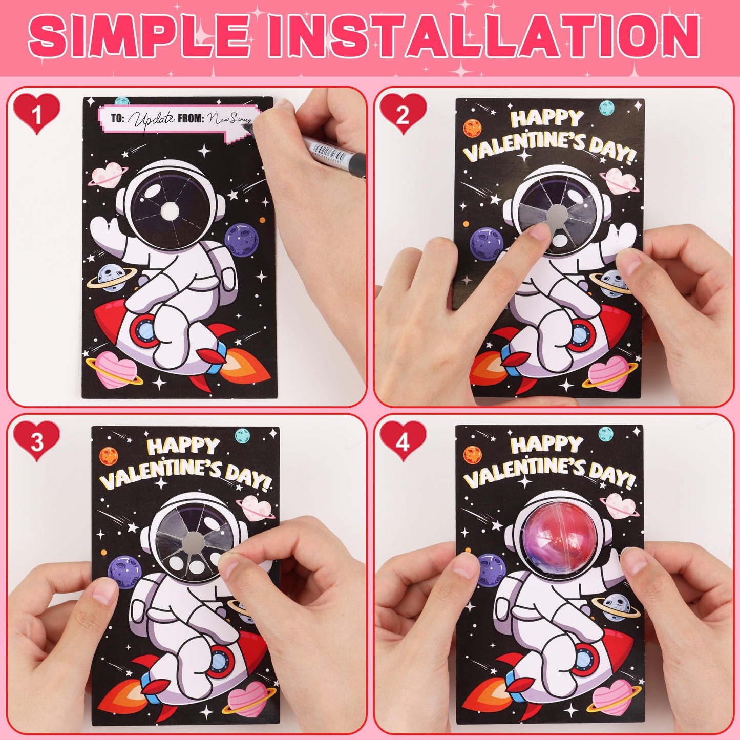 REGTEB 28-Pack Galaxy Slime Ball Valentines Cards for Kids – Classroom Gifts & Party Favors