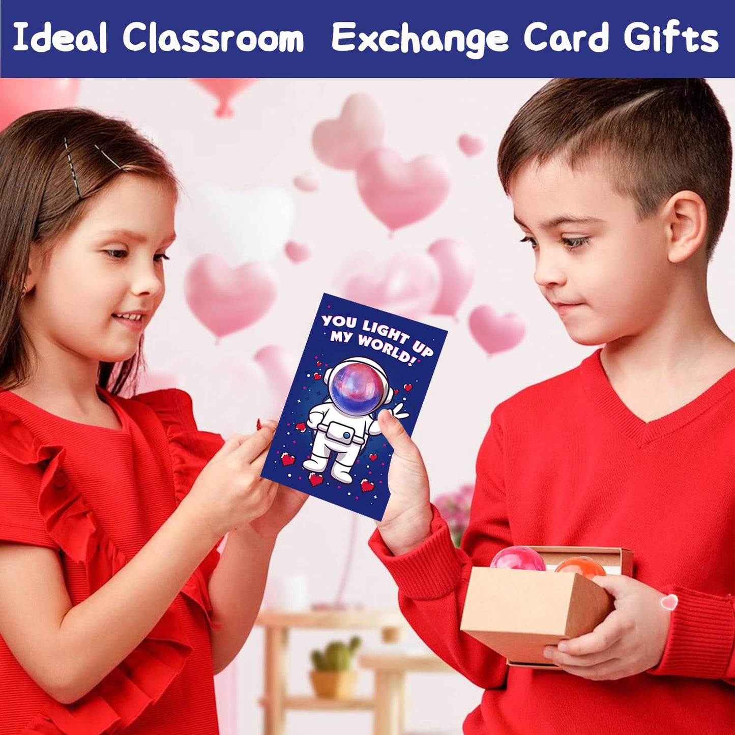 REGTEB 28-Pack Valentines Day Cards with Galaxy Slime for Kids – Classroom Valentines & Party Favors