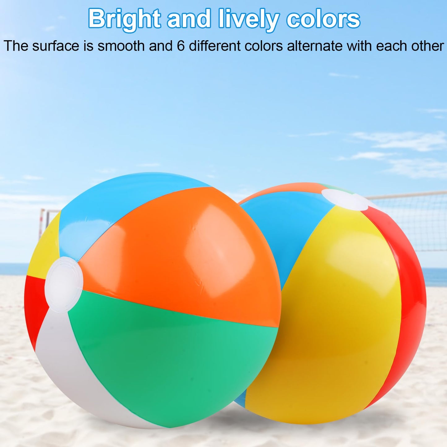 REGUICORP 2 Pack Beach Balls – 20 Inch Rainbow Inflatable Pool Toys for Summer Fun