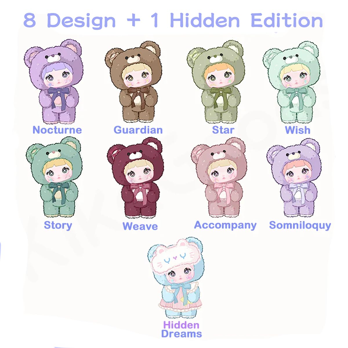 REIVIVORA Nommi Good Night Bear 400% Series Plush Blind Box – 1 Random Collectible Figure (1 of 9 Styles)