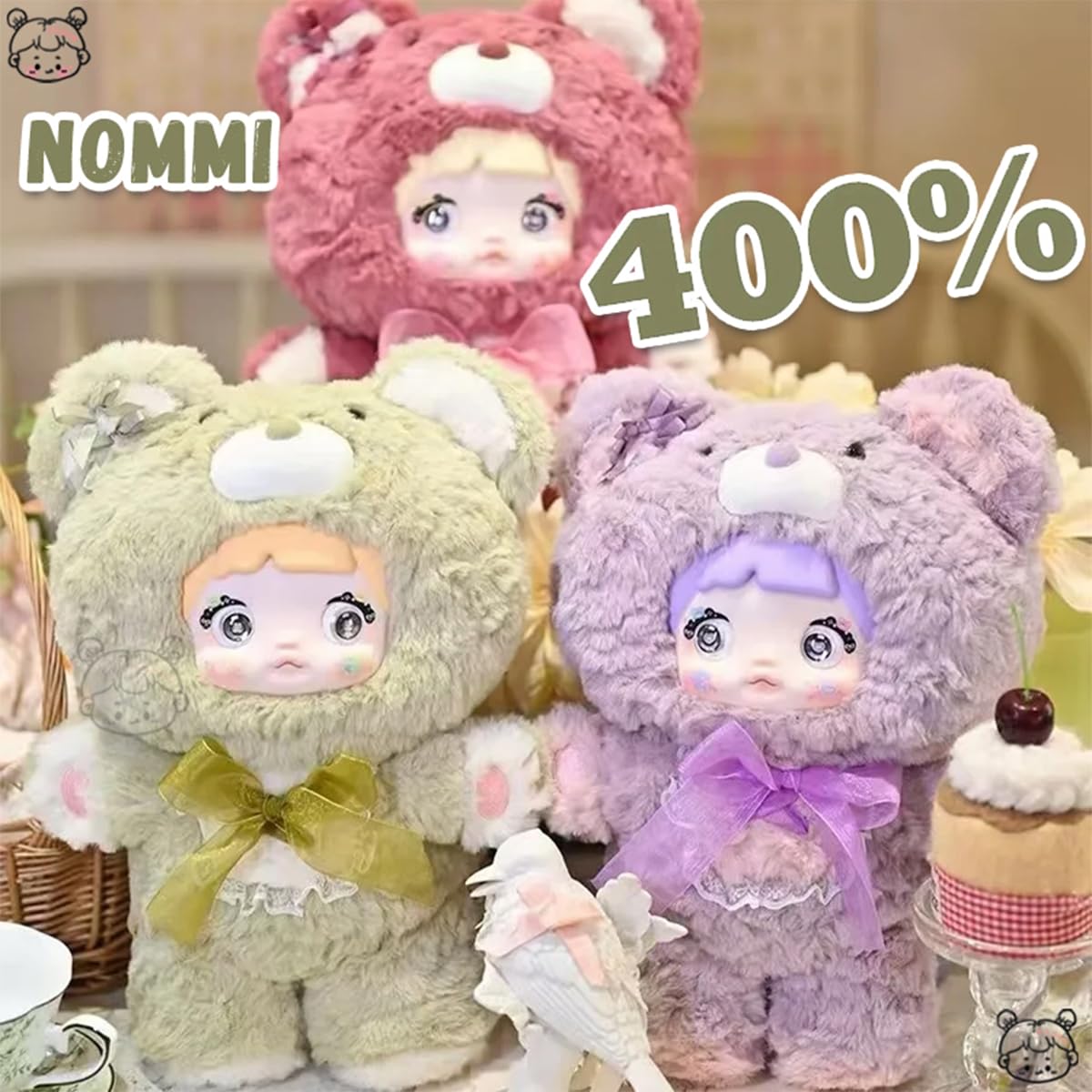 REIVIVORA Nommi Good Night Bear 400% Series Plush Blind Box – 1 Random Collectible Figure (1 of 9 Styles)