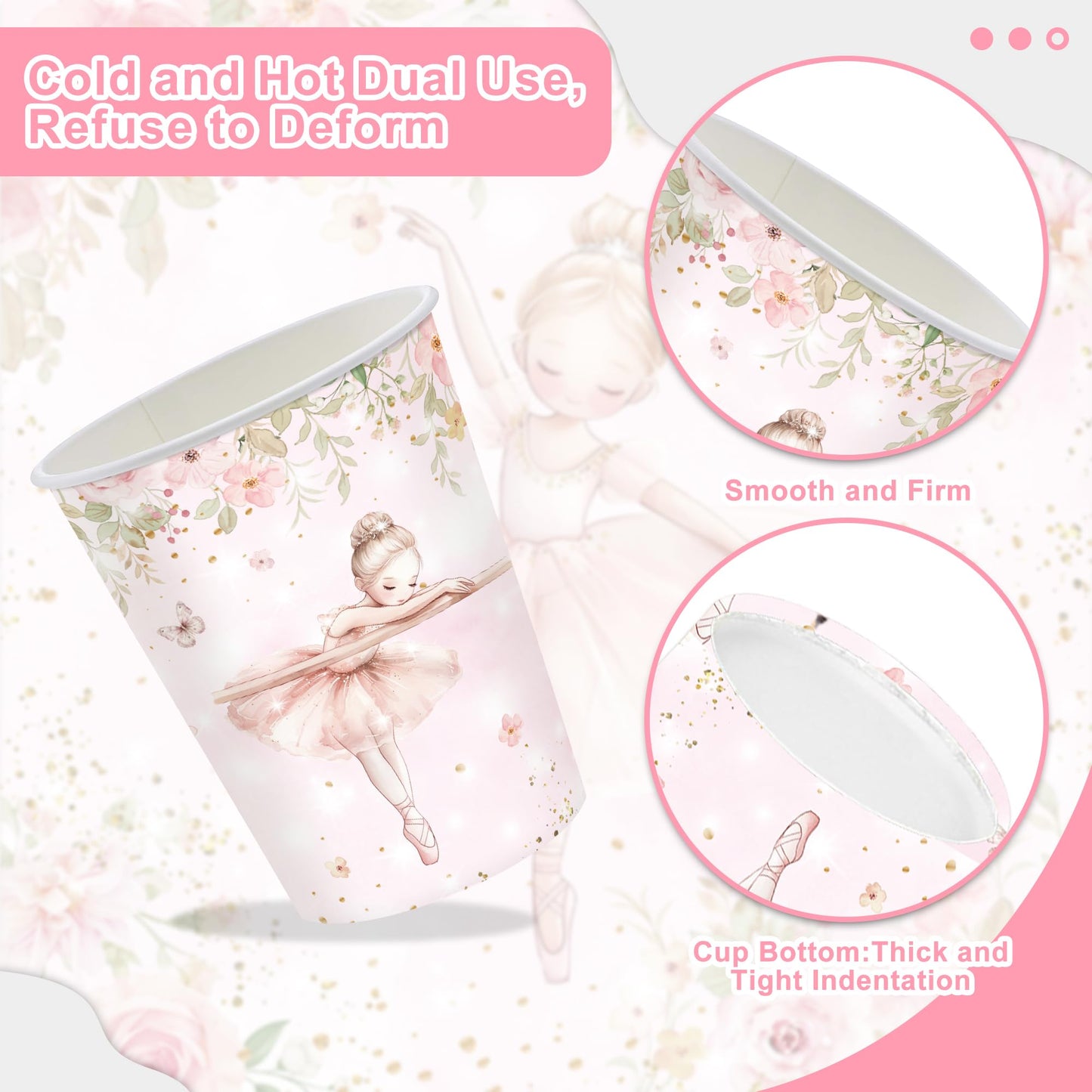 Rejoice Bunny 120PCS Ballerina Party Supplies for Girls – 20 Guests Dancing Theme Tableware