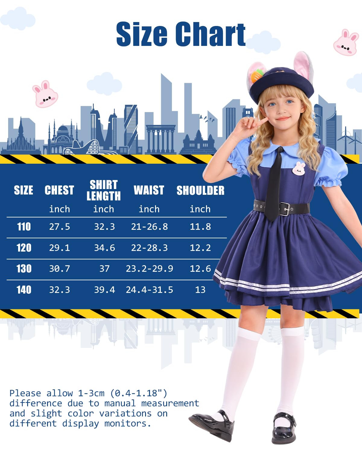 Relaehih Professional Police Officer Uniform Costume for Kids 6-7 Years | Realistic Dress-Up