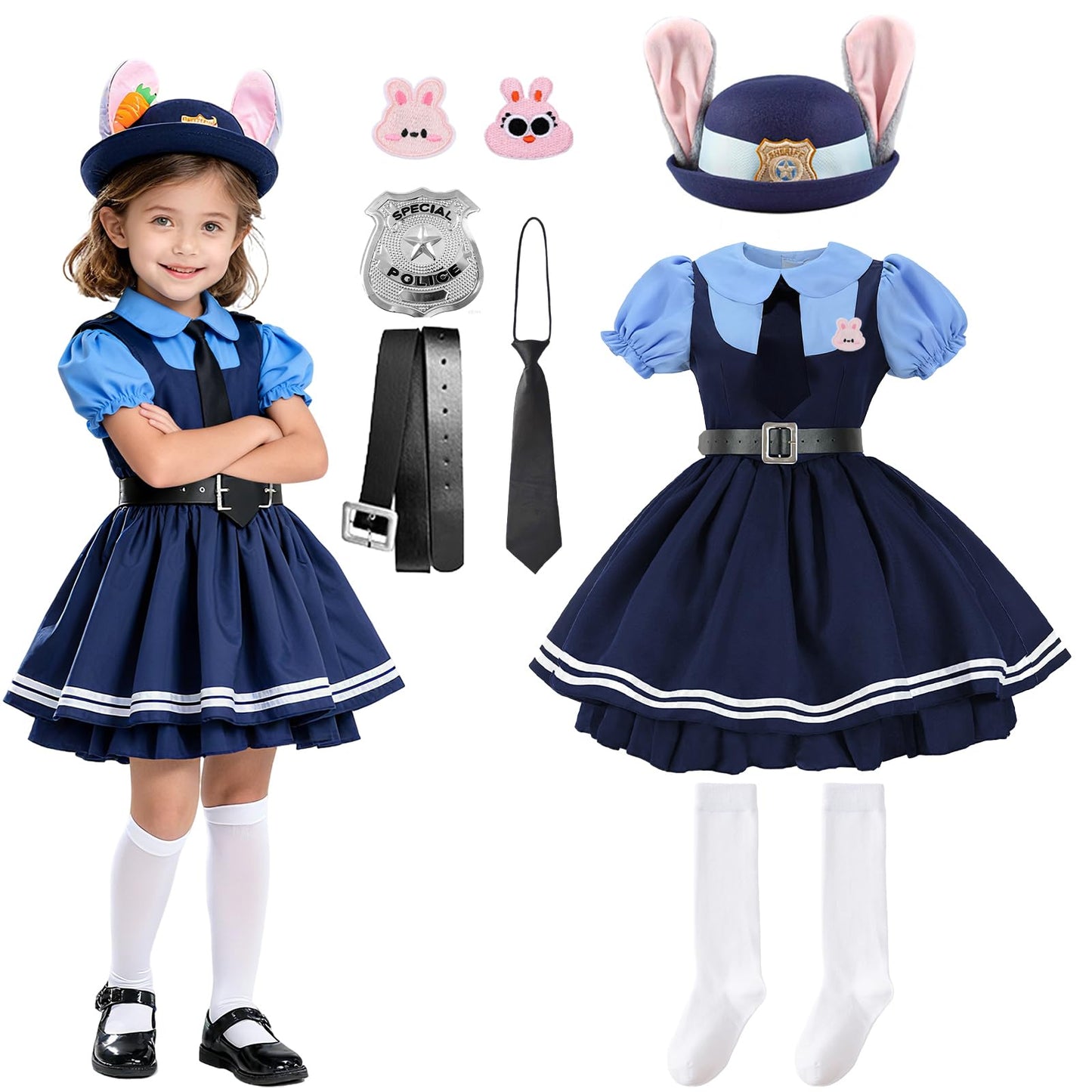 Relaehih Professional Police Officer Uniform Costume for Kids 6-7 Years | Realistic Dress-Up