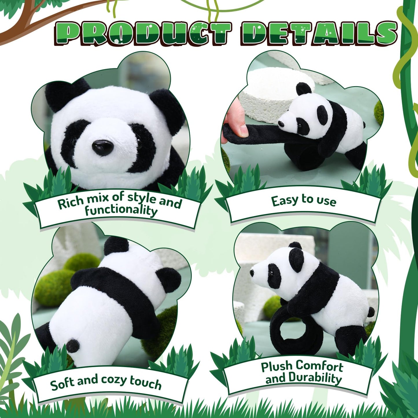Relaxgiant 12 Pcs Plush Animal Slap Bracelets — Soft, Durable, Versatile Wrist Accessories for Kids