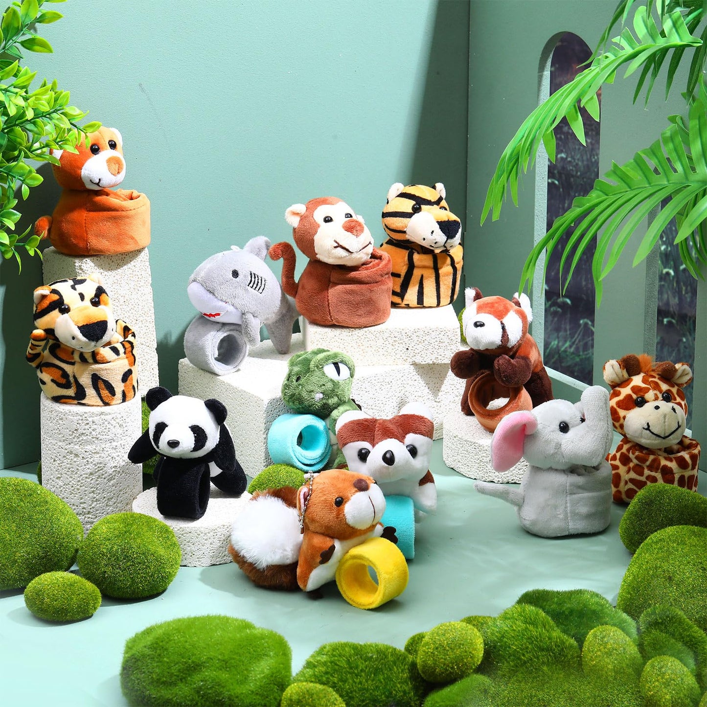 Relaxgiant 12 Pcs Plush Animal Slap Bracelets — Soft, Durable, Versatile Wrist Accessories for Kids