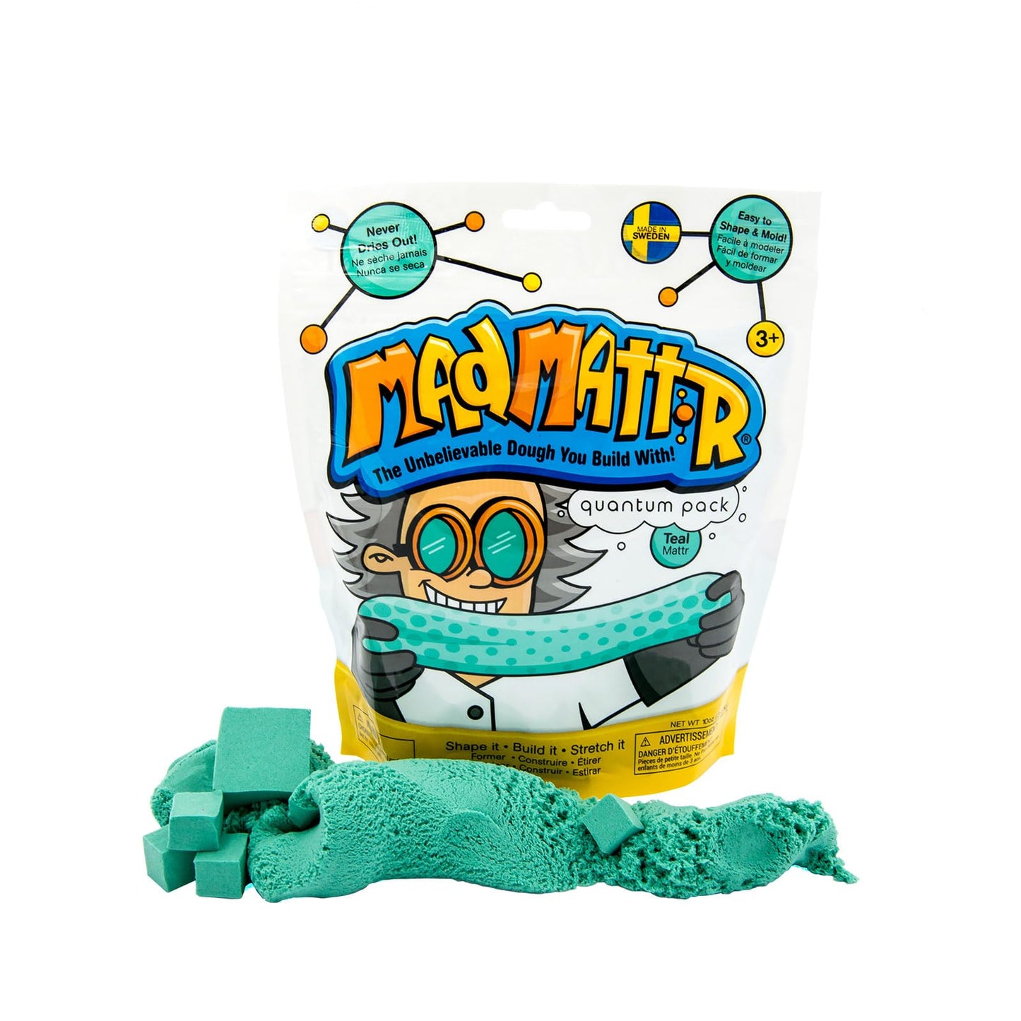 Mad Mattr Teal 10oz by Relevant Play - Ultra-Soft, Shapeable Dough for Open-Ended Creativity