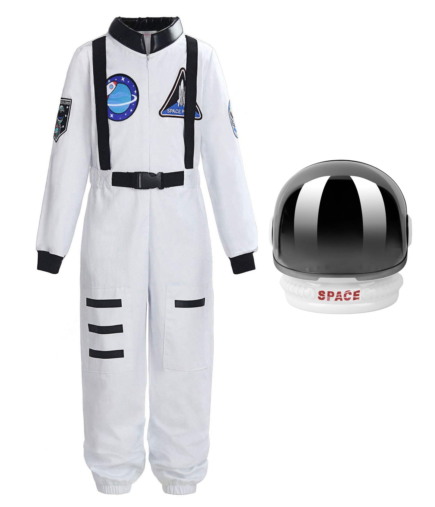 ReliBeauty Kids Astronaut Costume with Space Helmet - Front-Zip Jumpsuit, 2T-10