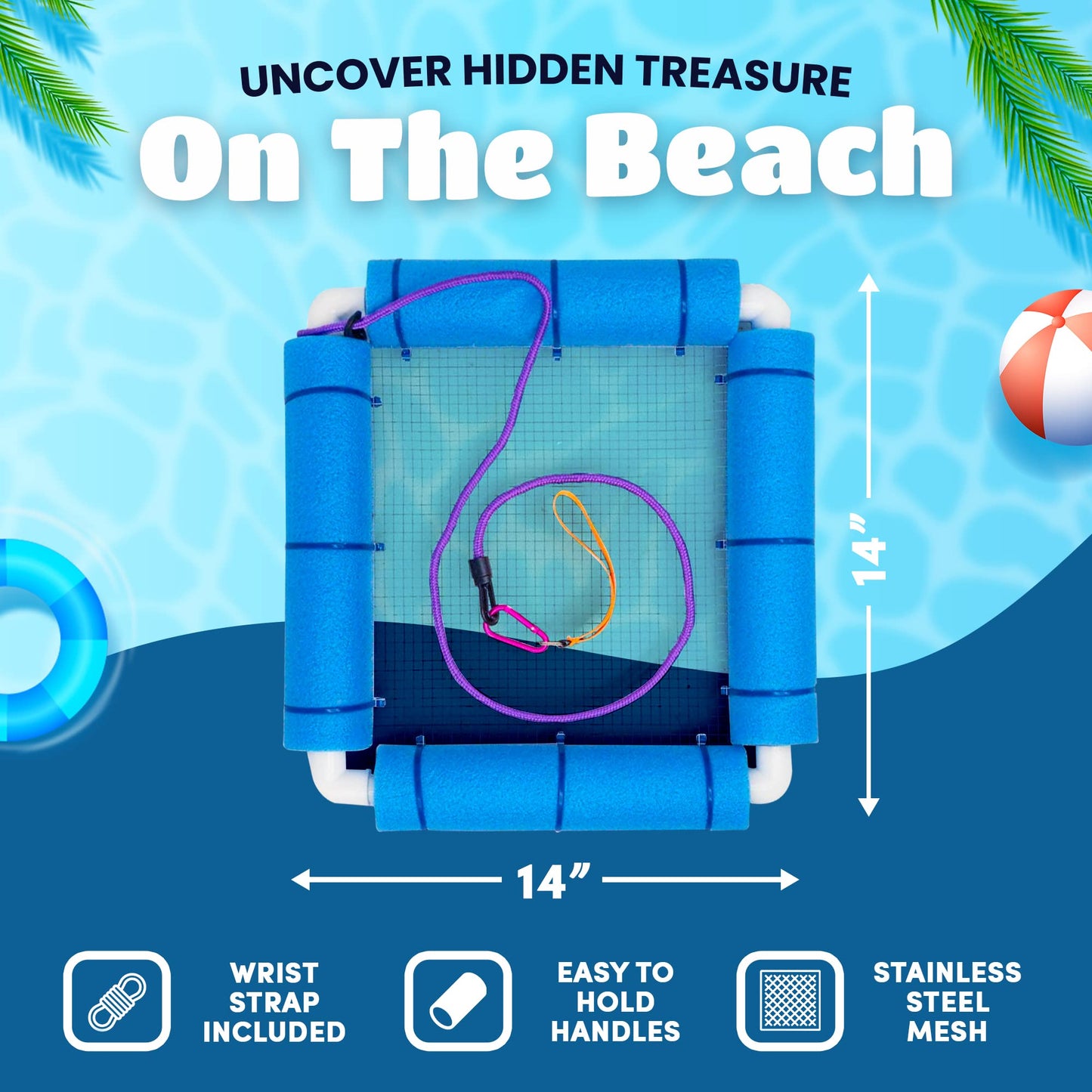 RELODECOR Beachcombing Shark Tooth Sifter – Lightweight Sand Sifter with Wrist Strap for Easy Beach Treasure Hunting