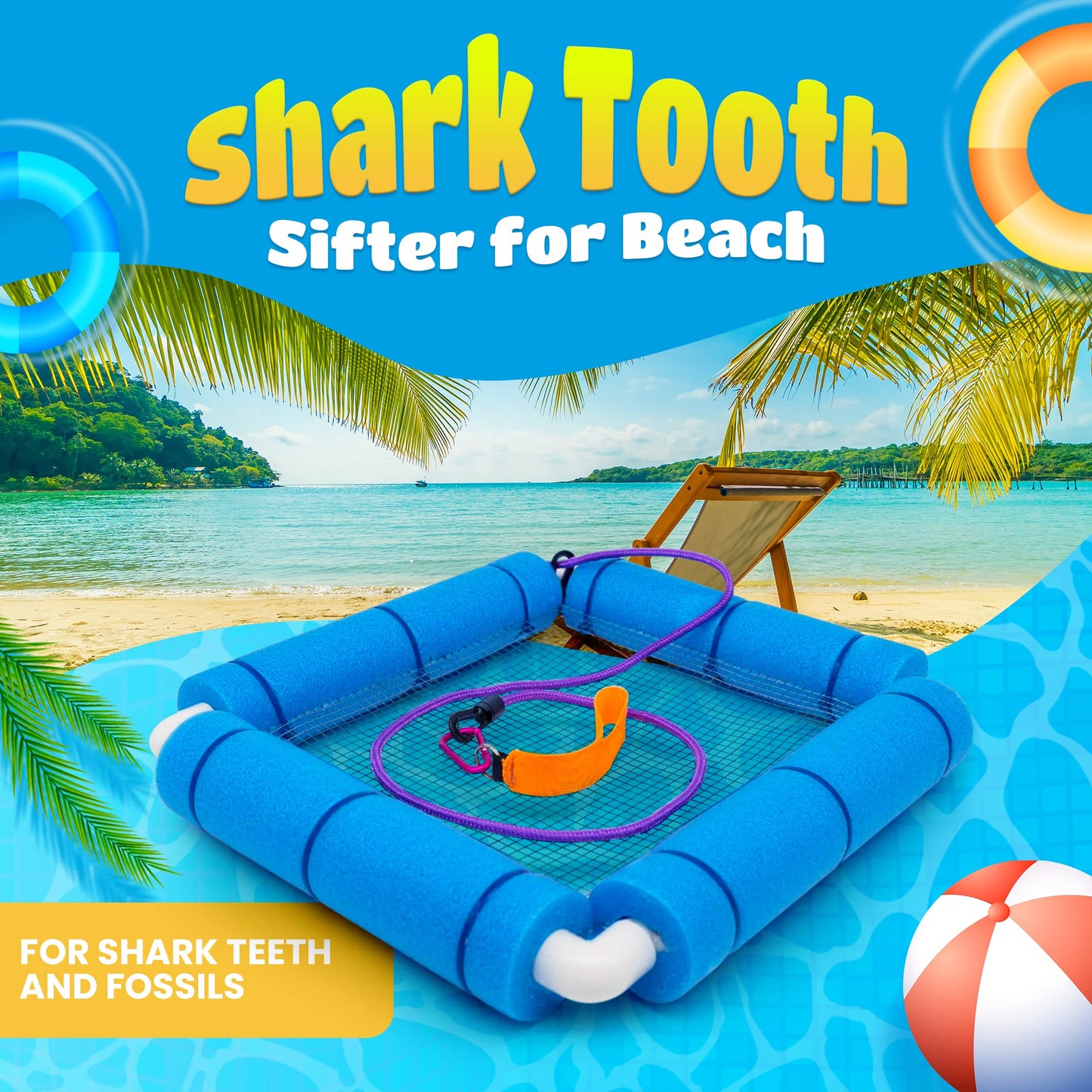 RELODECOR Beachcombing Shark Tooth Sifter – Lightweight Sand Sifter with Wrist Strap for Easy Beach Treasure Hunting