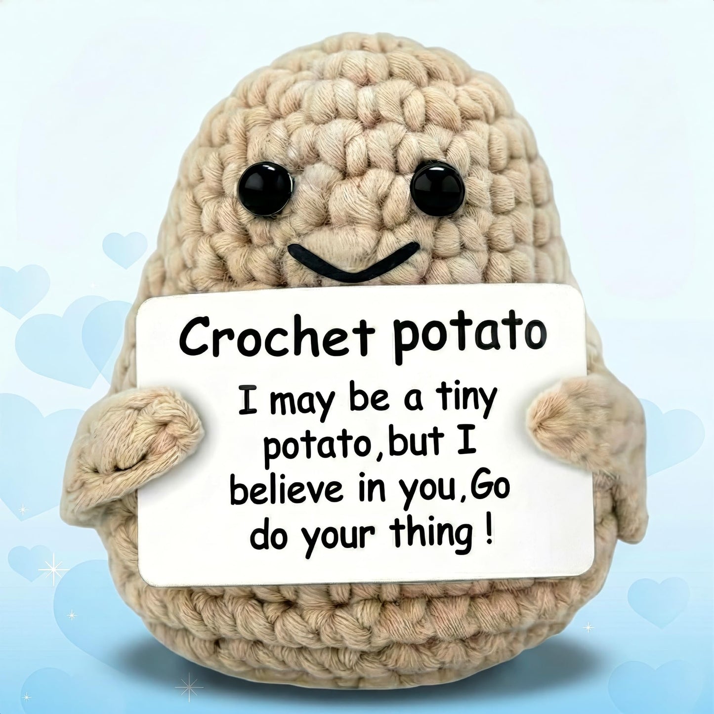 Reluen Crochet Potato Plush with Encouragement Card | Desk Decor & Easter Gift