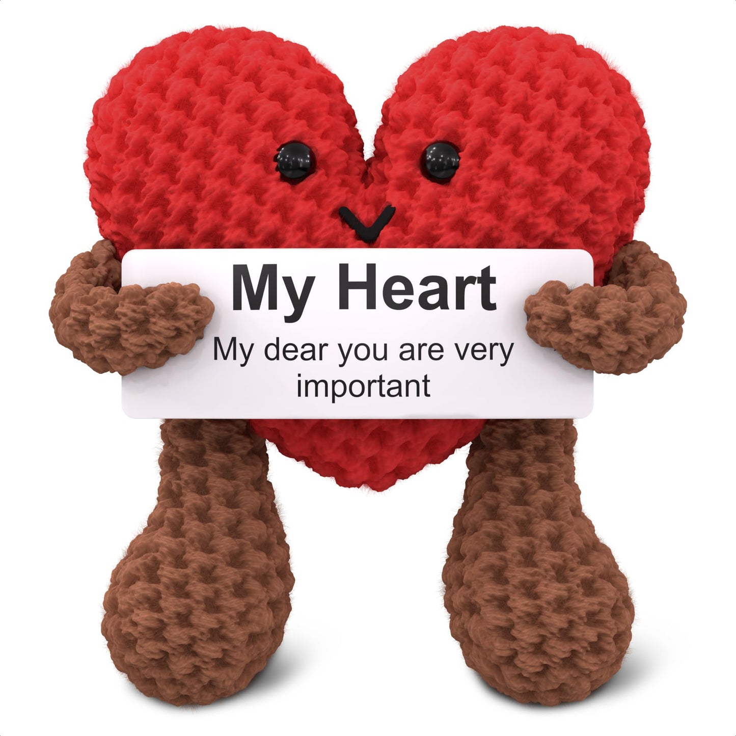 Reluen Heart Plush - Valentines Day Gift for Her or Him with Motivational Card | Crochet Heart Keepsake