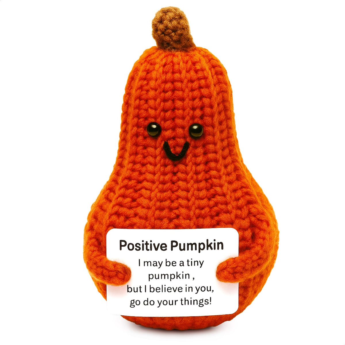 Reluen Soft Pumpkin Crochet Plush – 4.25x2.47 in Desk Decor & Pocket Comfort
