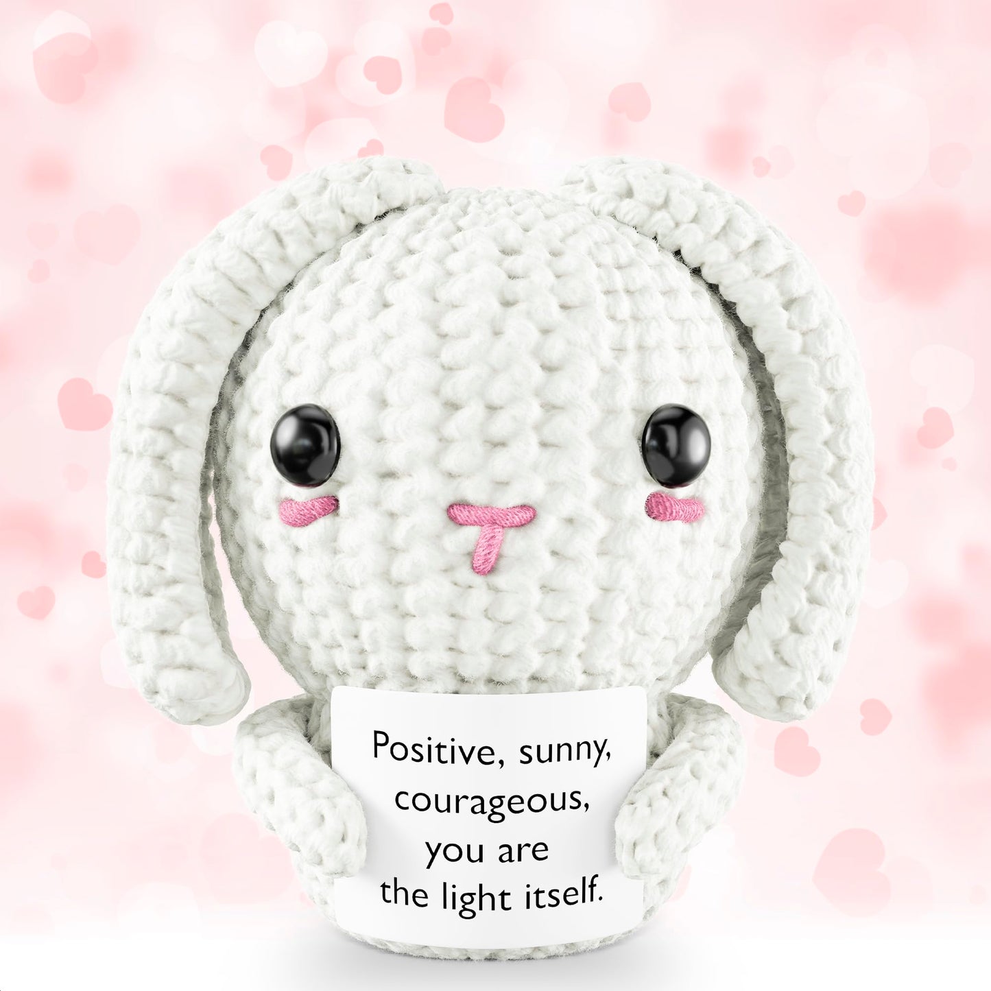 Reluen Support Bunny Stuffed Animal – Soft Crochet Plush, Desk Decor & Pocket Companion