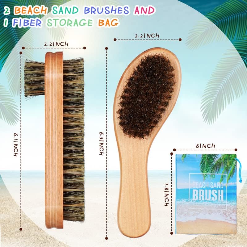 Remerry 2 Pcs Sand Brush Sand Remover with Bag – Beach Accessories for Vacation & Surf