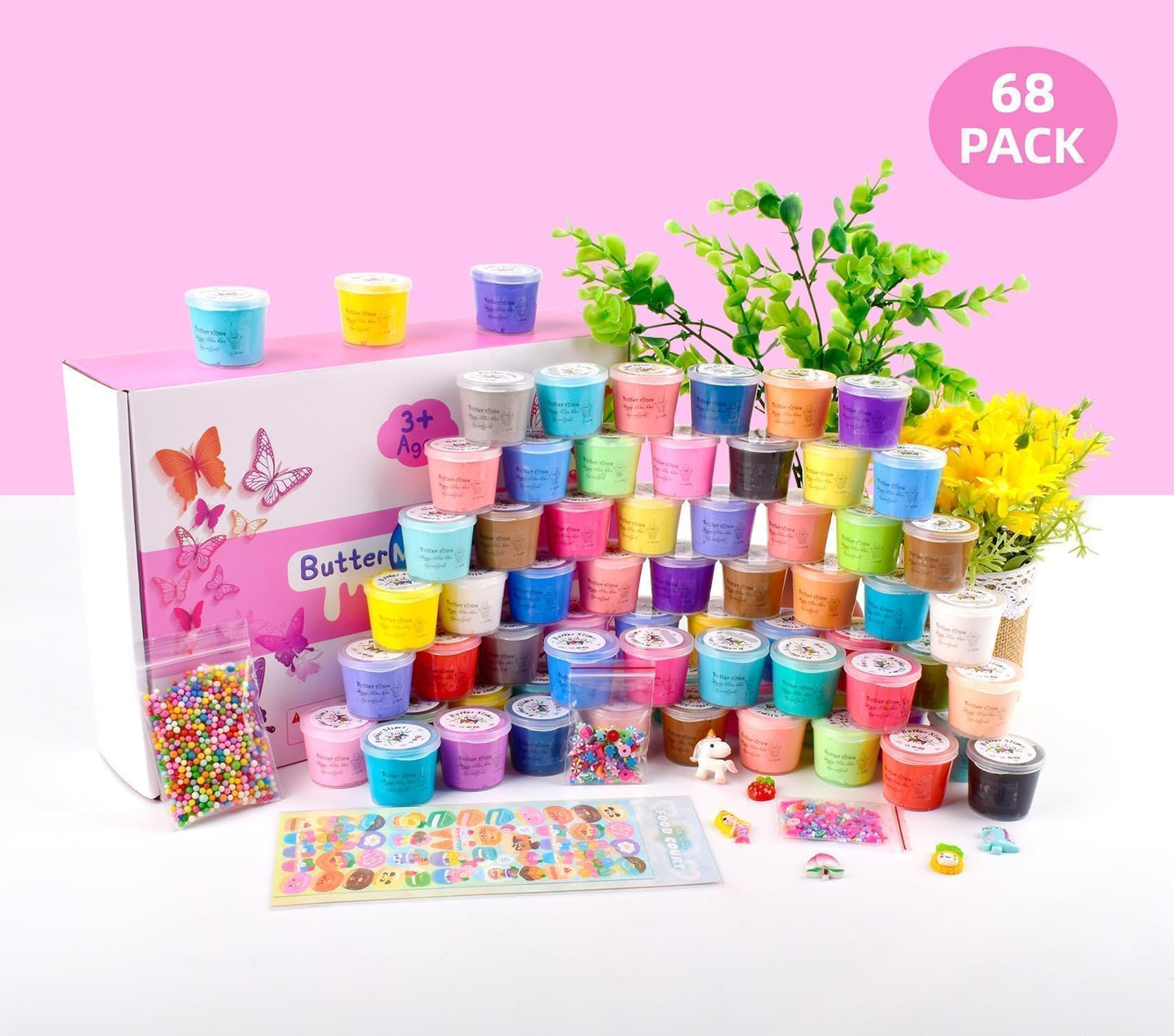 Remethsu Butter Slime Kit 68 Pack – Scented, Soft, Non-Sticky Slime for Kids & Parties