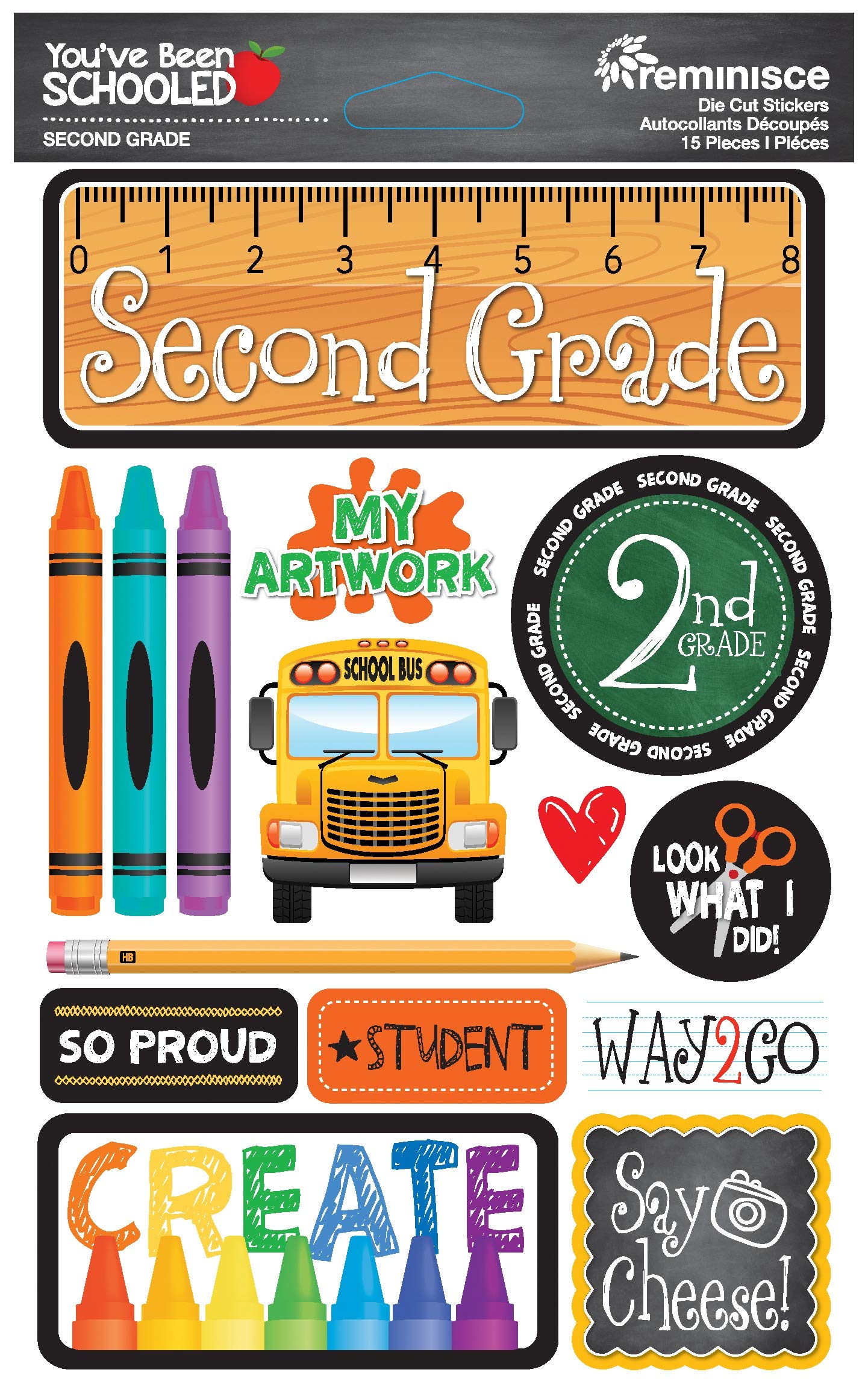 Reminisce Been Schooled Stckrs 2nd Grade – 3D Sticker Set | One Size