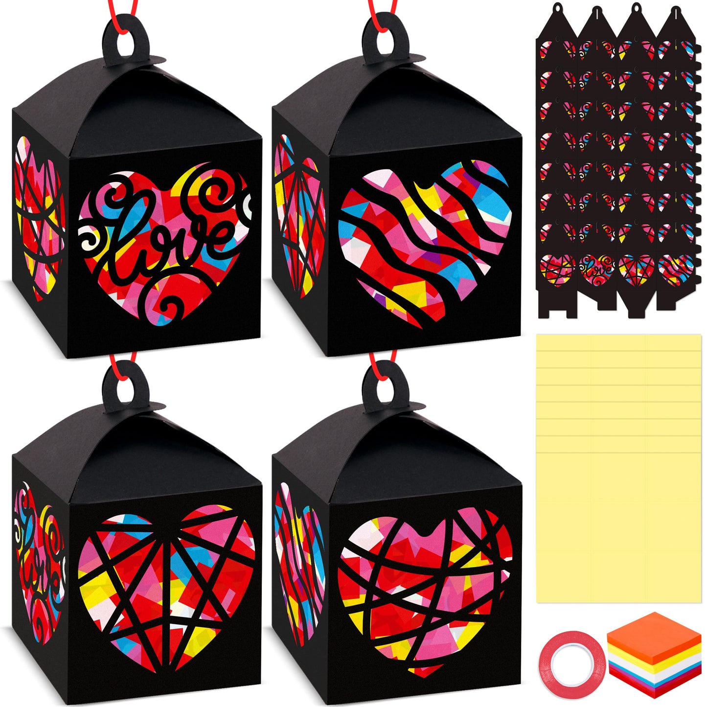 Renbuzhu 17PCS Valentines Day Craft Kit – DIY Heart Lanterns for Classrooms & Family Fun