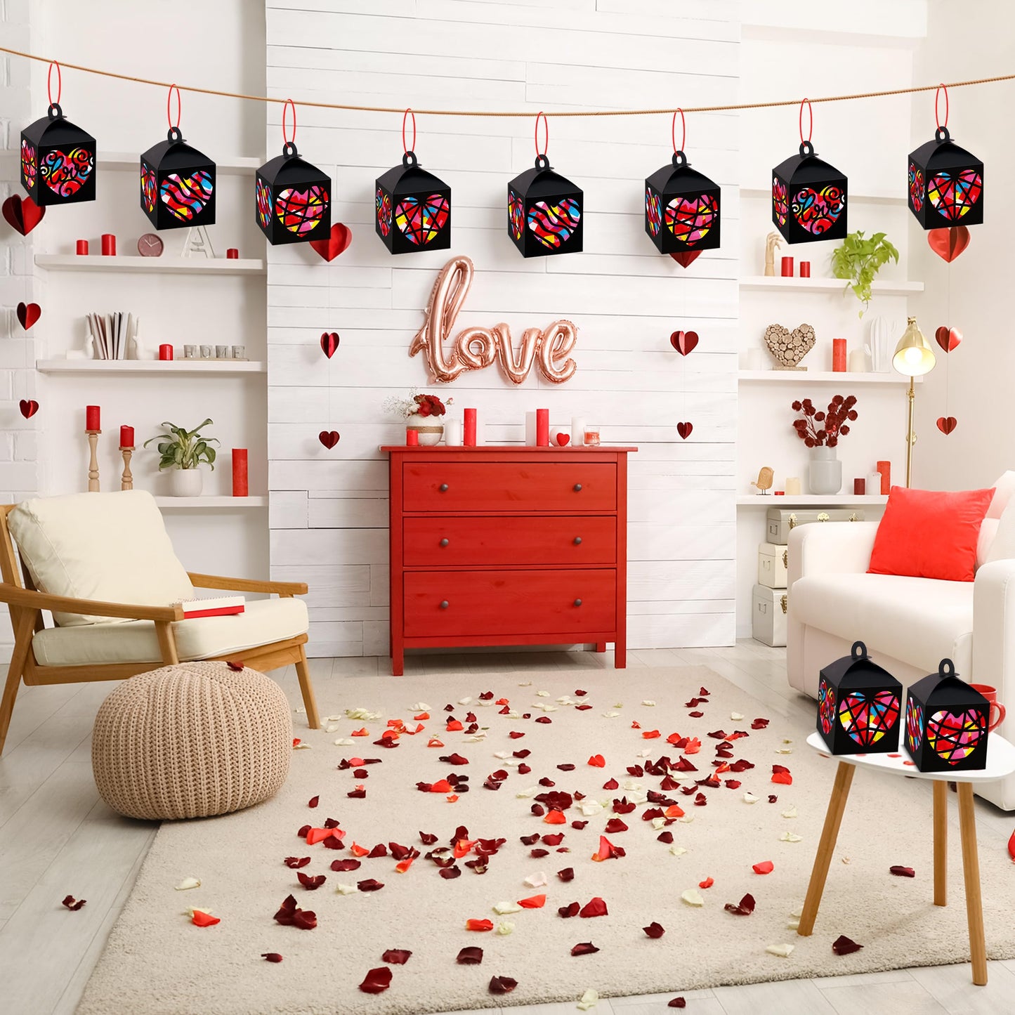 Renbuzhu 17PCS Valentines Day Craft Kit – DIY Heart Lanterns for Classrooms & Family Fun