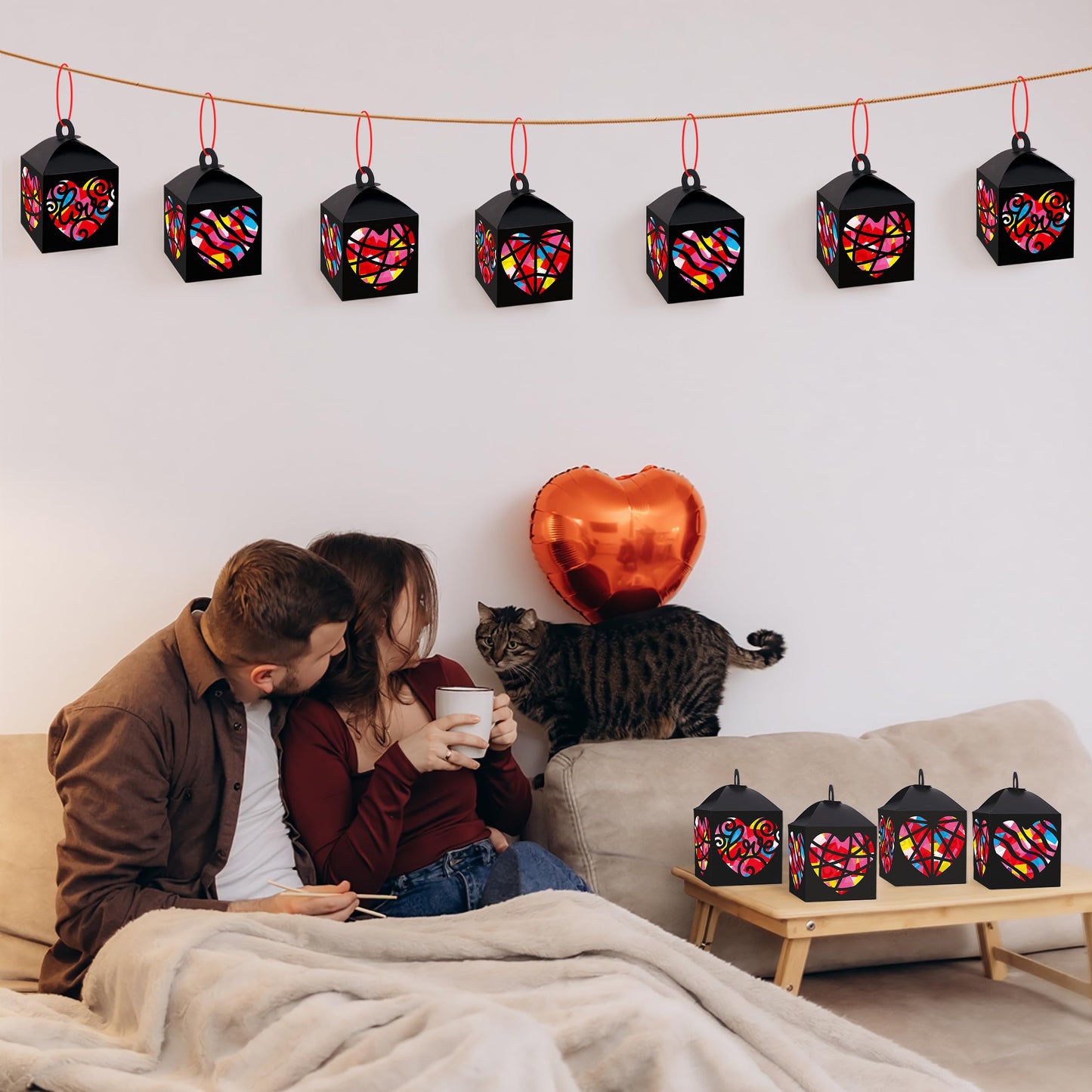 Renbuzhu 17PCS Valentines Day Craft Kit – DIY Heart Lanterns for Classrooms & Family Fun