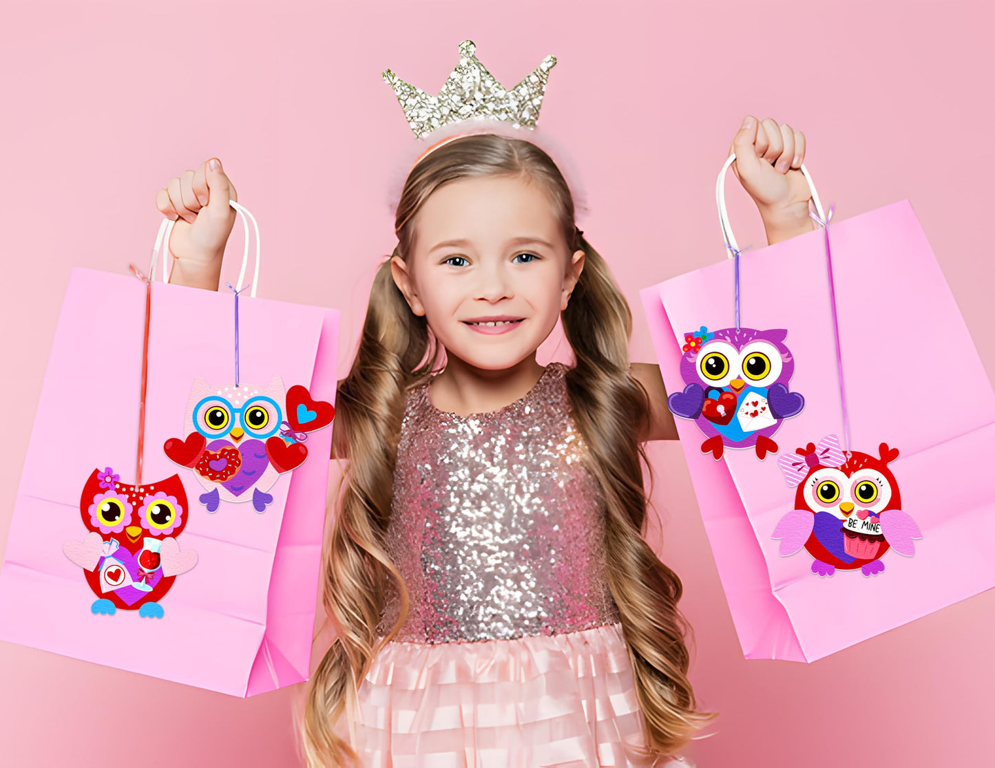 Renbuzhu 30-Set Valentines Day Owl Crafts Kit for Kids – DIY Heart Art Gift for Classrooms