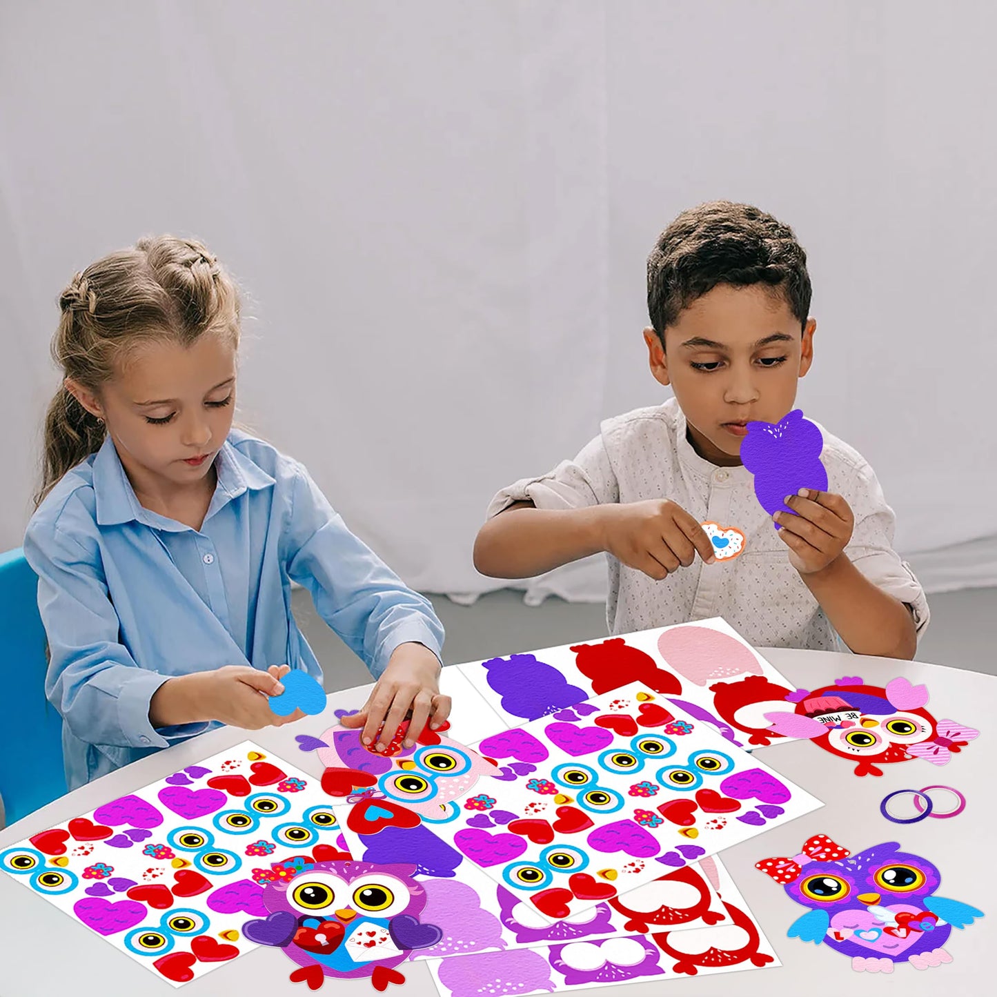 Renbuzhu 30-Set Valentines Day Owl Crafts Kit for Kids – DIY Heart Art Gift for Classrooms