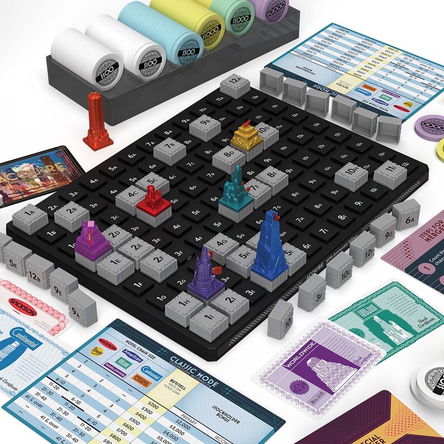 Renegade Game Studios: Acquire 60th Anniversary Edition – Deluxe Components & Strategy Game