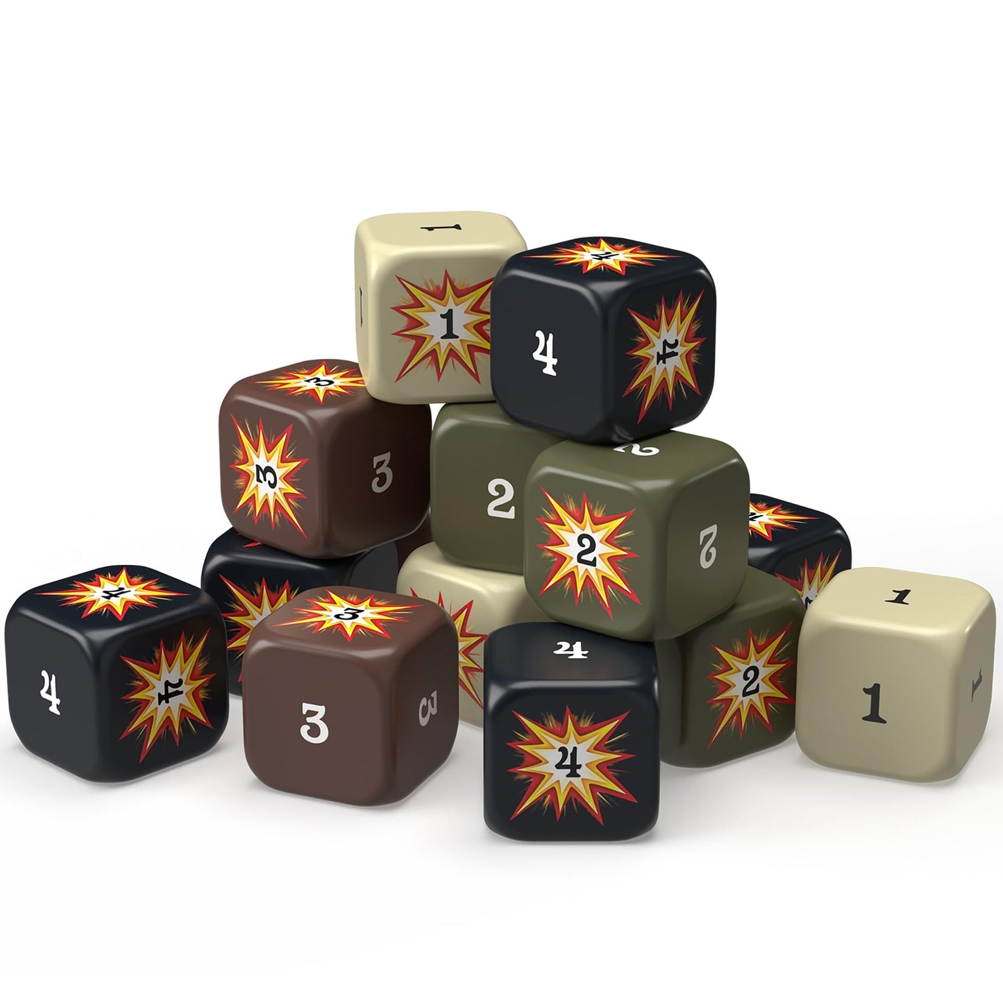 Renegade Game Studios Axis & Allies Hit Dice — 72 Dice in 4 Styles (16mm) + Military Duffel Bag