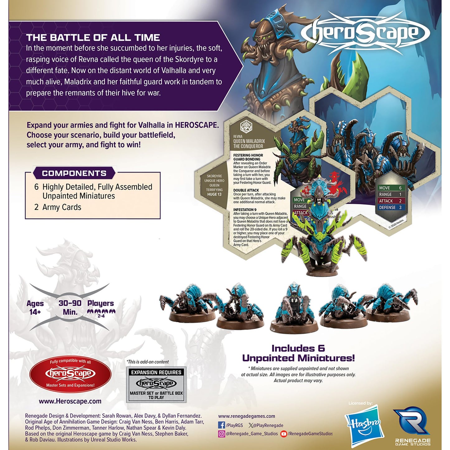 Heroscape Rising Tide: Queen Maladrix & Festering Honor Guard Army Expansion — Renegade Game Studios