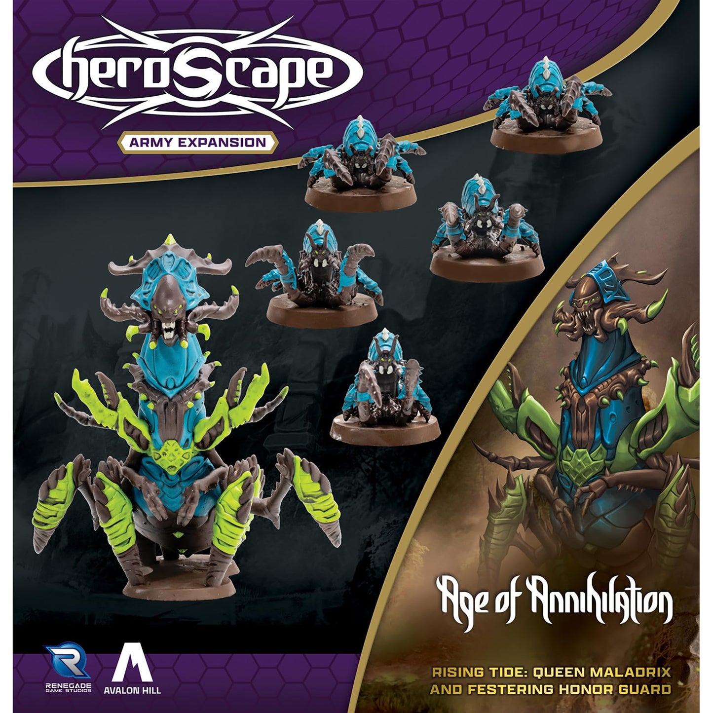 Heroscape Rising Tide: Queen Maladrix & Festering Honor Guard Army Expansion — Renegade Game Studios