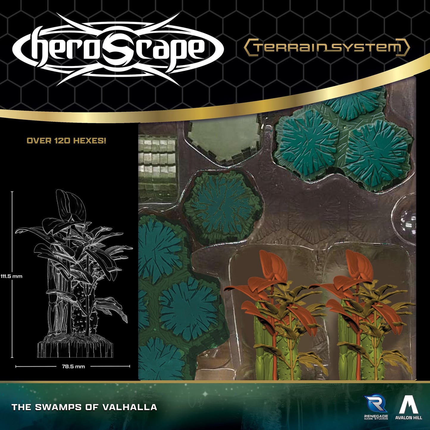 Renegade Game Studios Heroscape: The Swamps of Valhalla Terrain Expansion – 39pc Hex-Tile Set