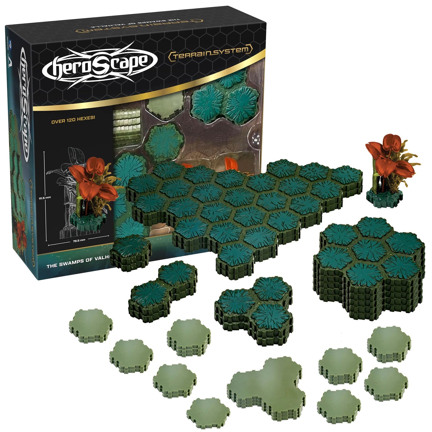 Renegade Game Studios Heroscape: The Swamps of Valhalla Terrain Expansion – 39pc Hex-Tile Set