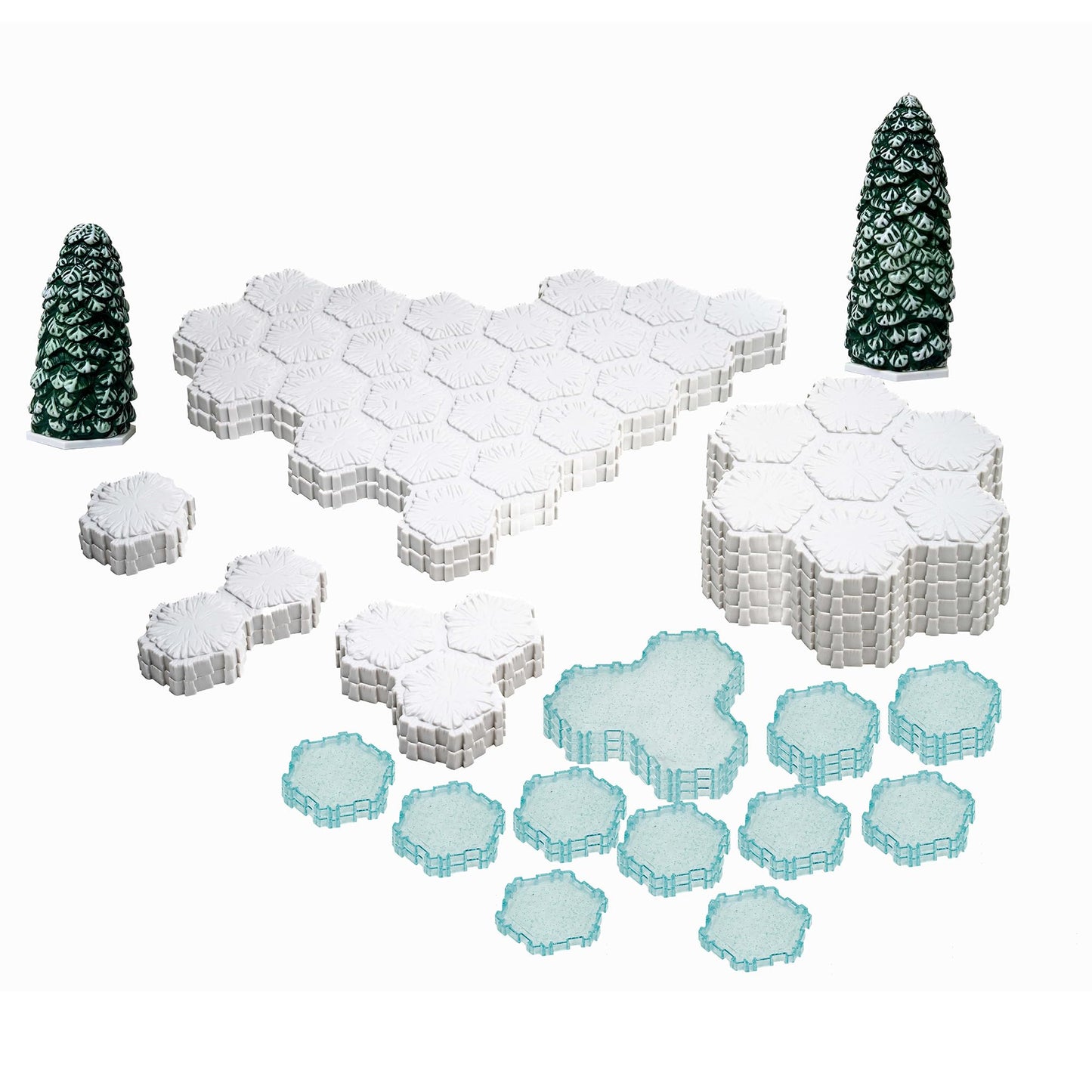 Renegade Games: Heroscape Snow Fields of Valhalla Terrain Expansion – 36 Hex-Tiles, 2 Evergreen Trees, Universal Compatibility