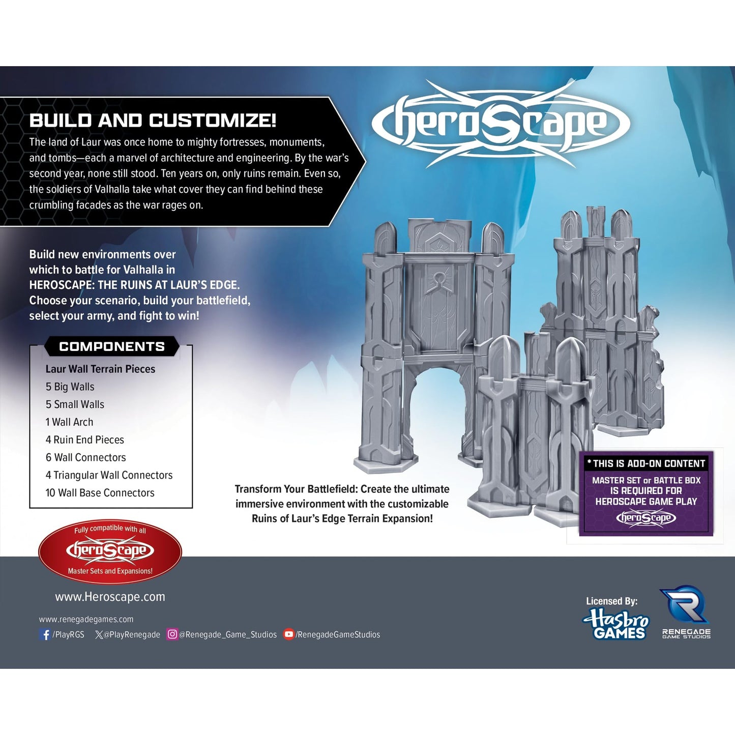 Renegade Game Studios | Heroscape The Ruins at Laur's Edge Terrain Expansion – Wall Terrain Pack