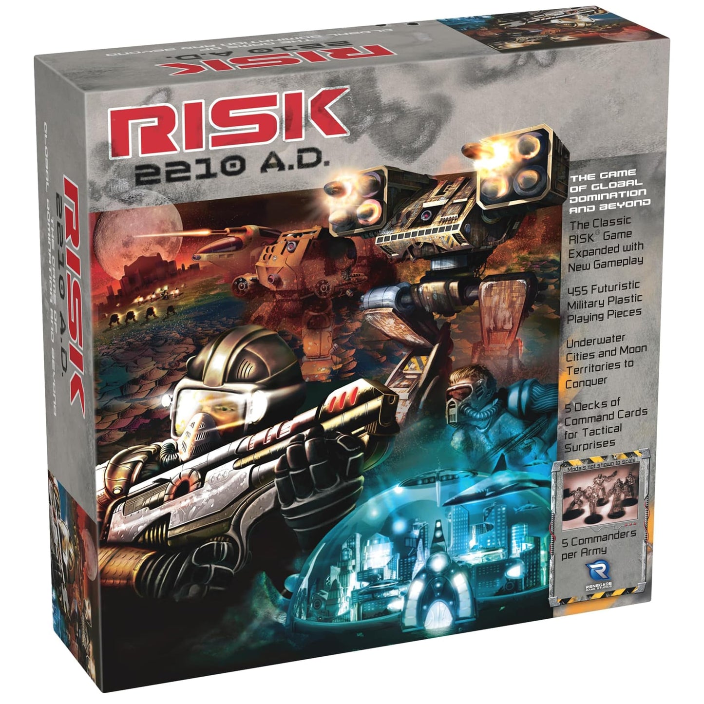 Renegade Game Studios: Risk 2210 A.D. – Strategy Board Game with Mechs, Underwater & Moon Maps, 2-5 Players