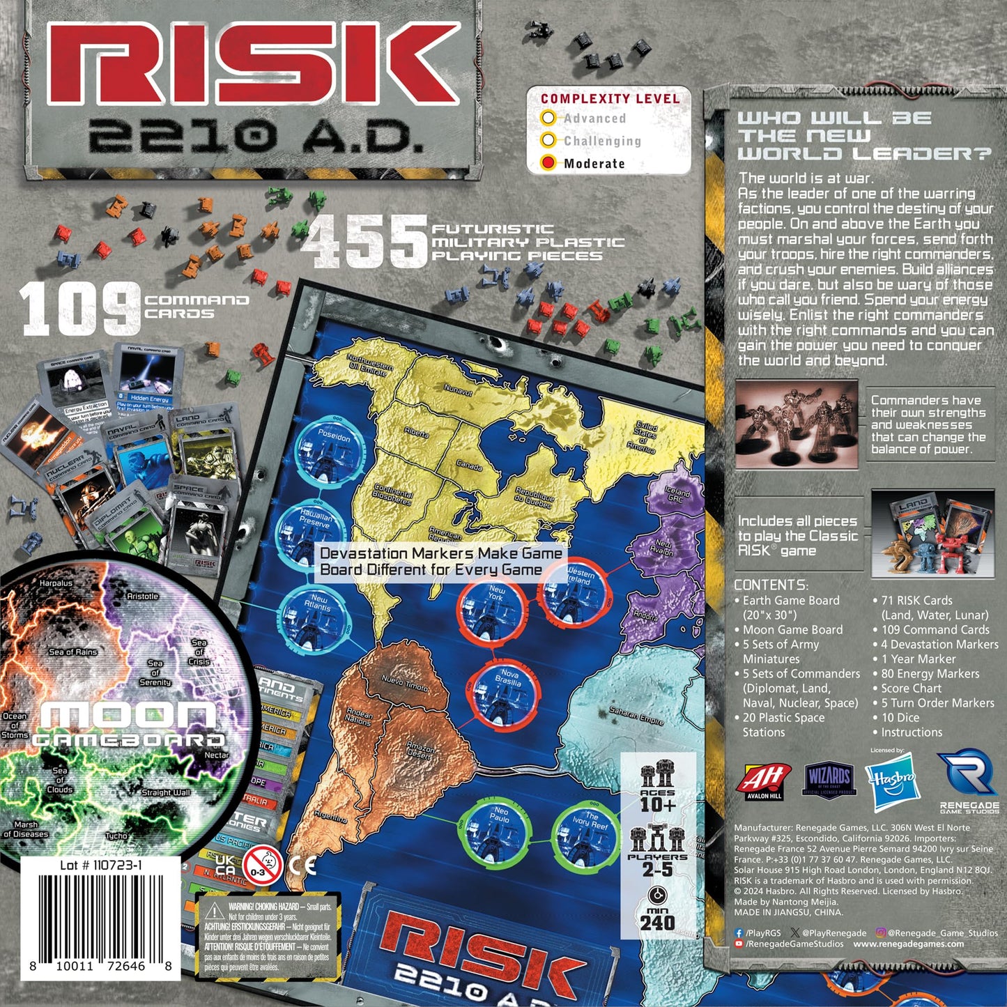 Renegade Game Studios: Risk 2210 A.D. – Strategy Board Game with Mechs, Underwater & Moon Maps, 2-5 Players