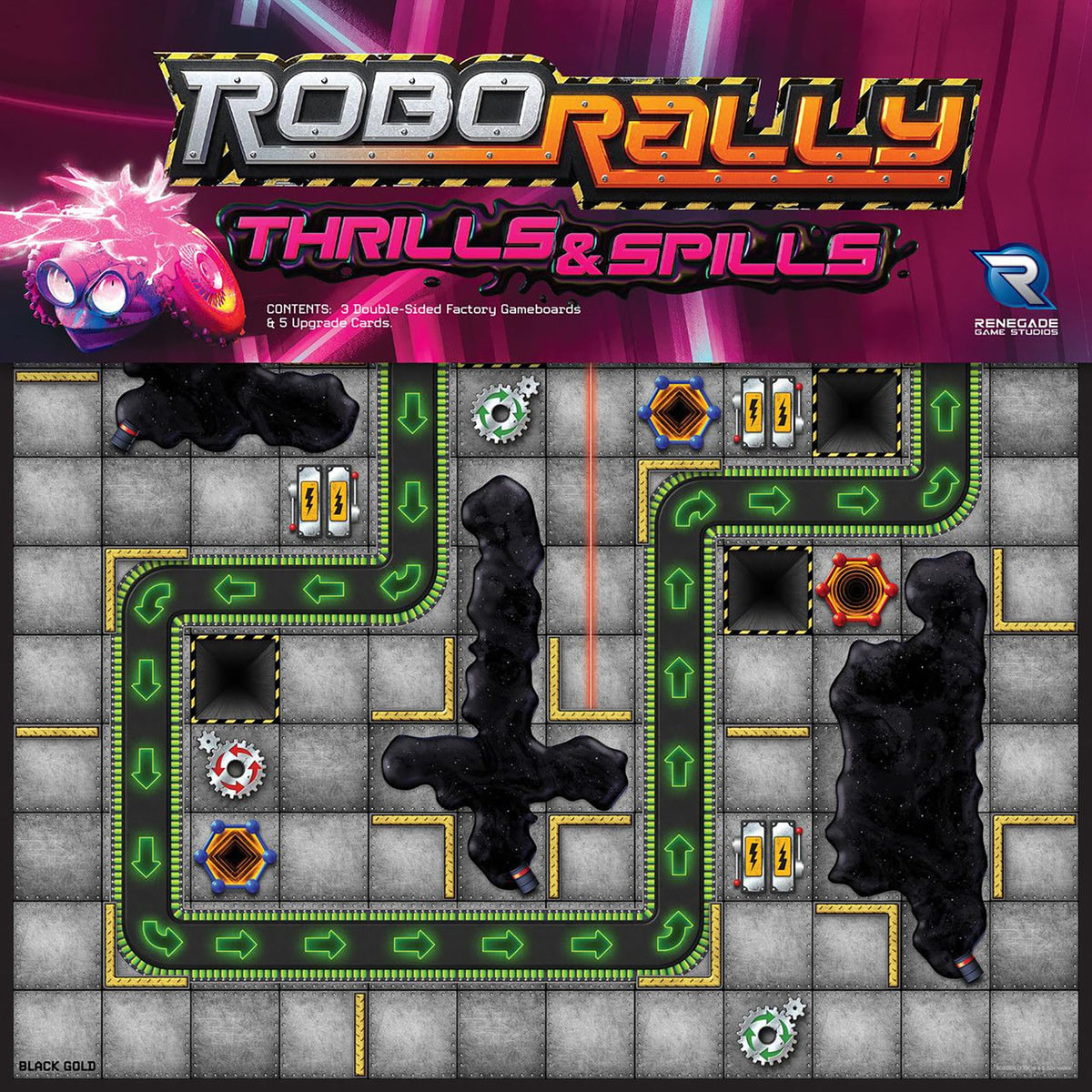 Renegade Game Studios: Robo Rally Thrills & Spills Expansion – Double-Sided Boards, Oil Slicks & Portals