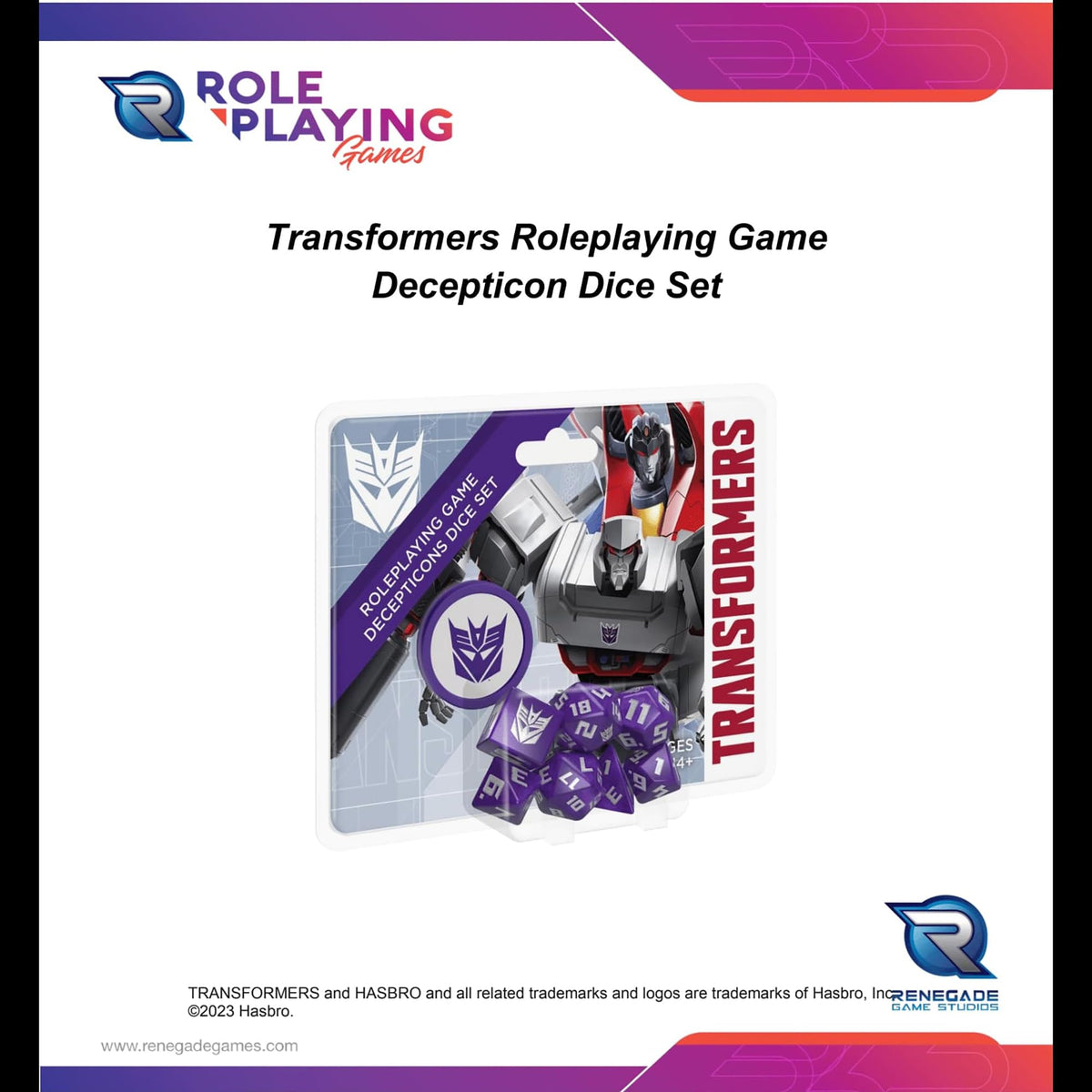 Renegade Game Studios Transformers RPG Decepticon Dice Set — 8-Piece for Essence20