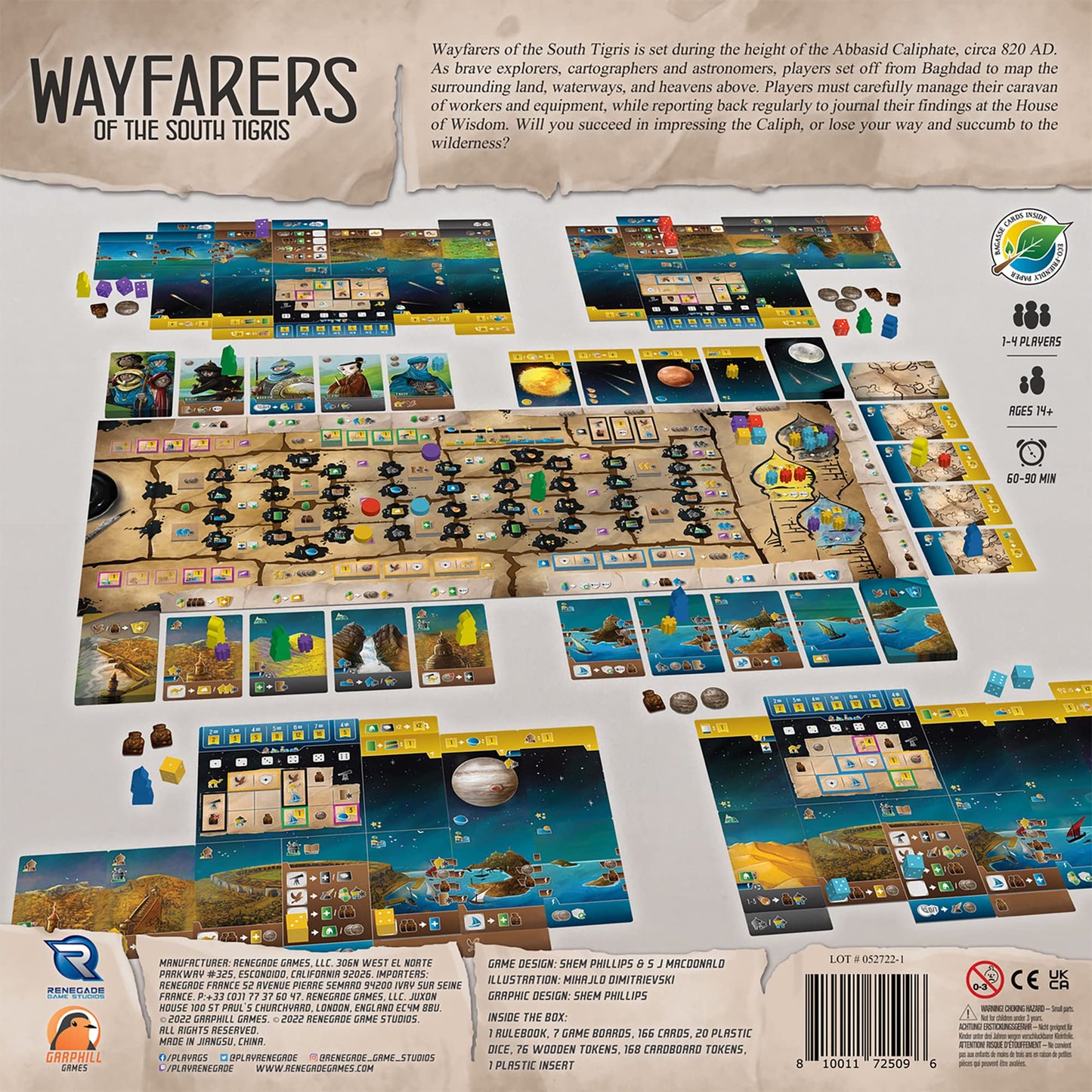 Renegade Games Wayfarers of the South Tigris - Dice Placement Strategy Board Game | Garphill Release, 1-4 Players, 60-90 Min